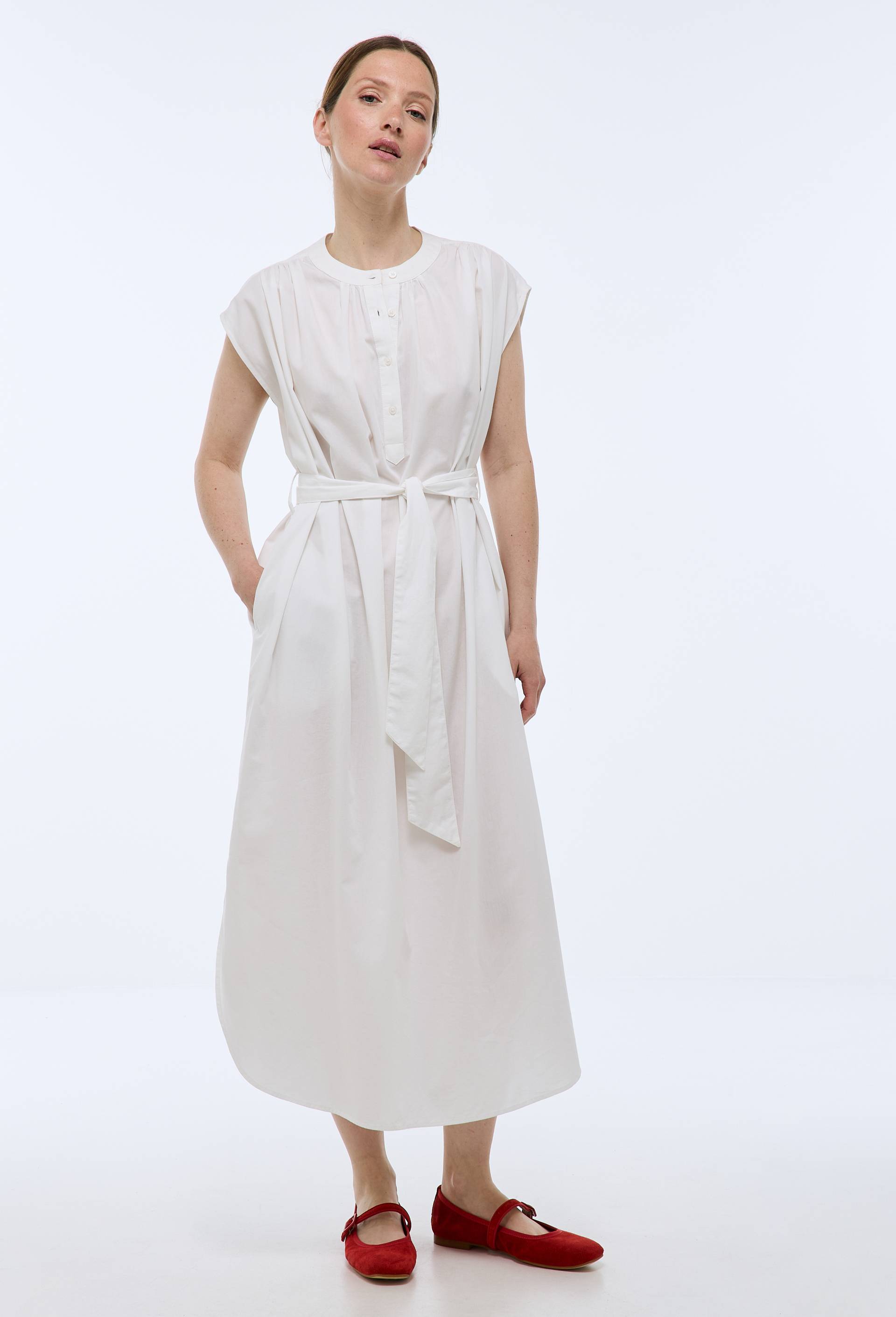 Robe chemise unie en coton BIO GOTS, Blanc, large image number 0