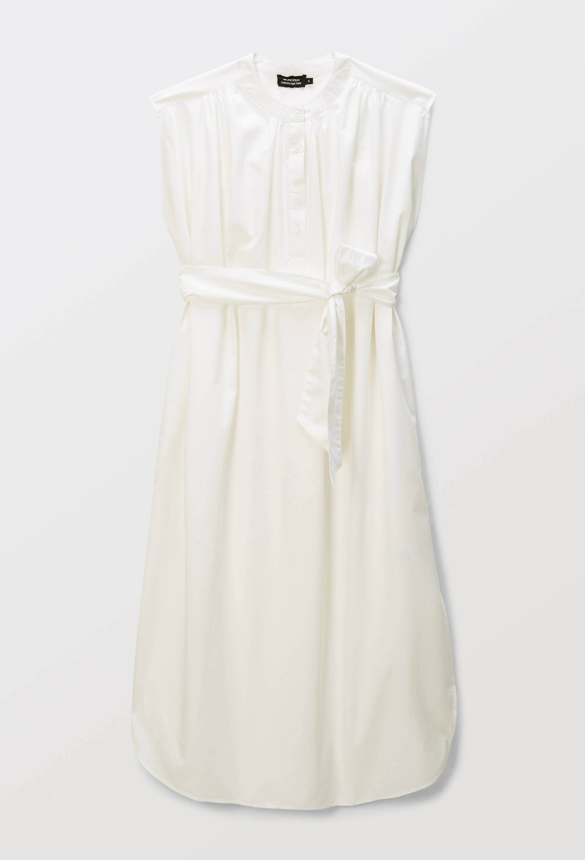 Robe chemise unie en coton BIO GOTS, Blanc, large image number 2