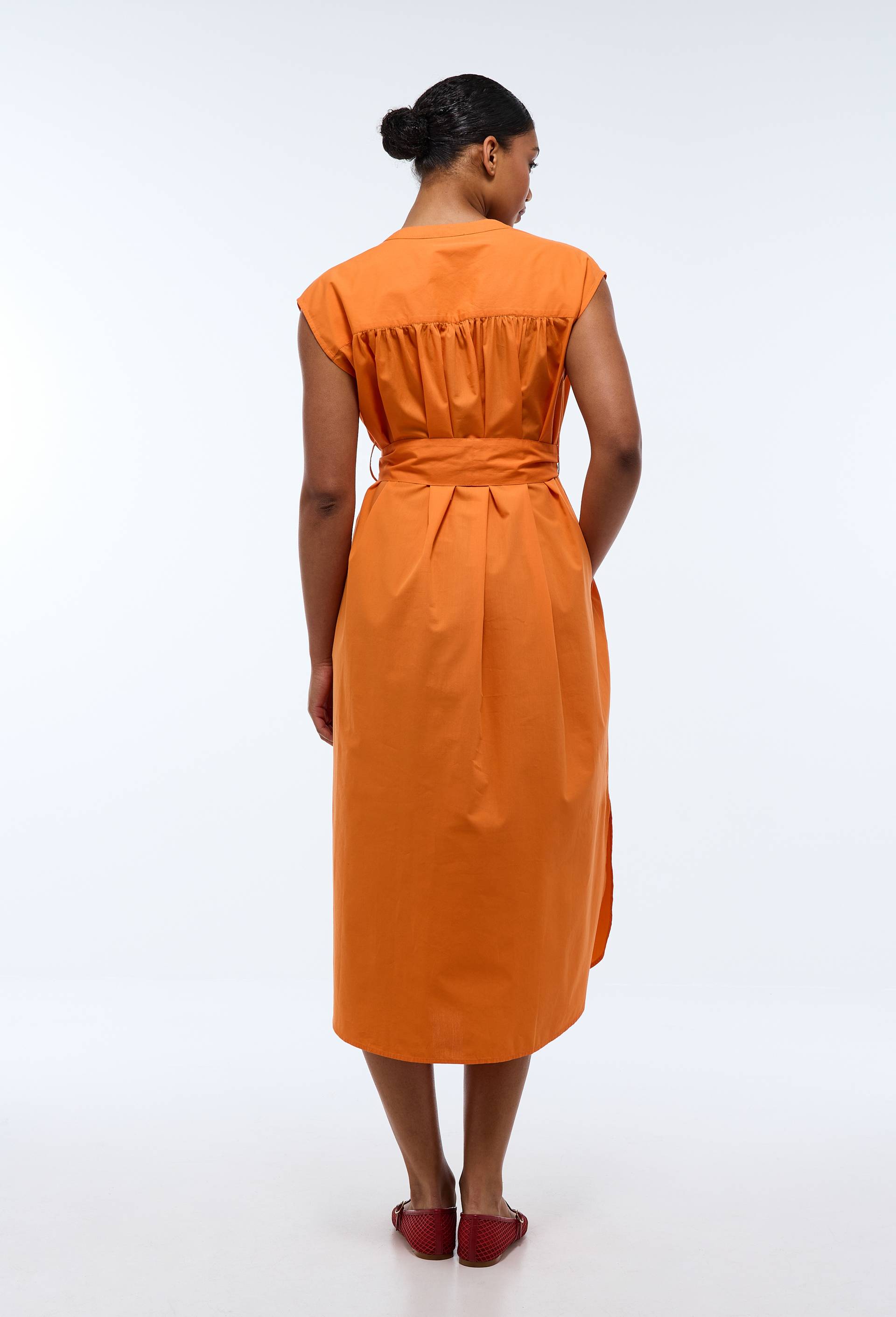 Robe chemise unie en coton BIO GOTS, Orange, large image number 3.0