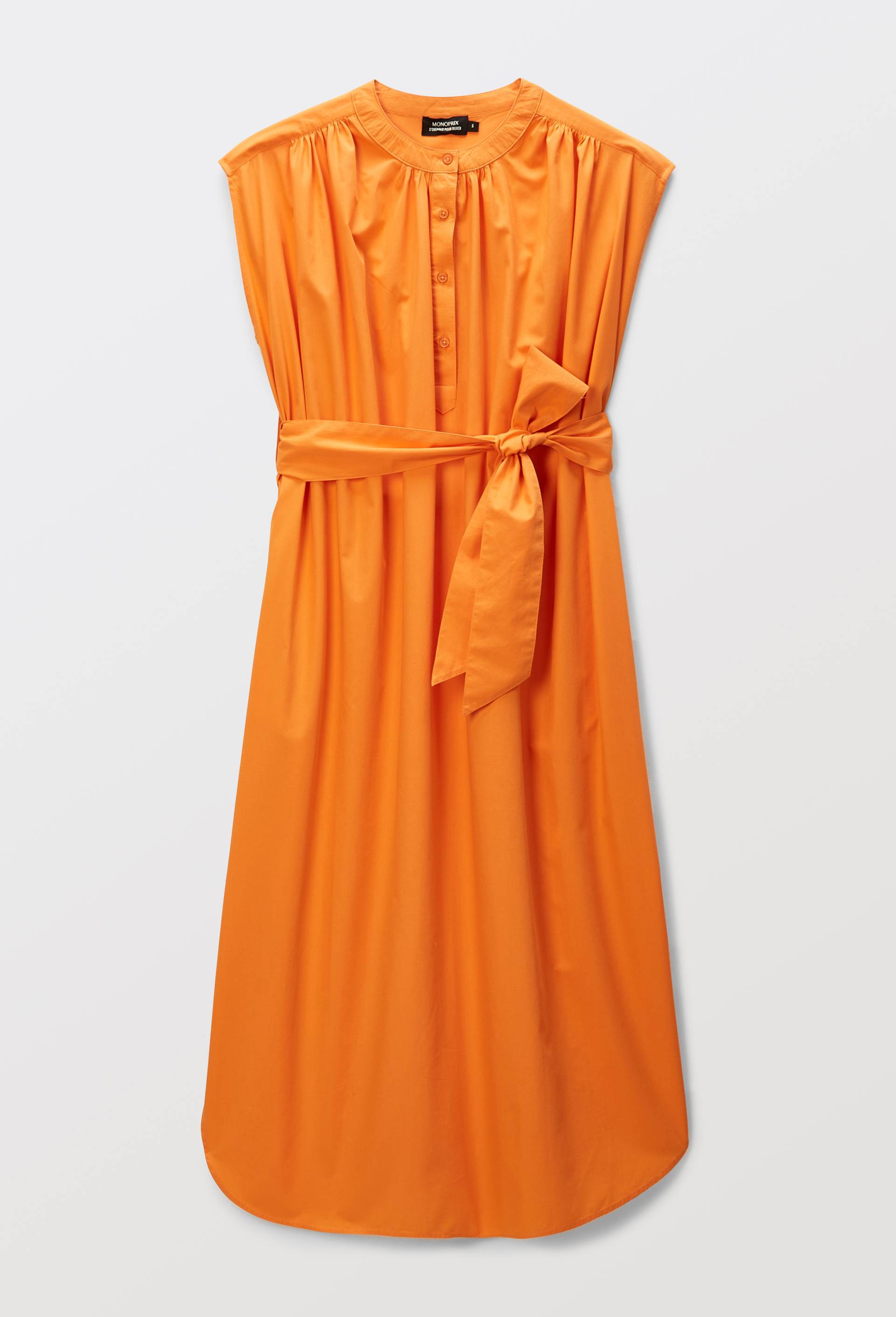 Robe chemise unie en coton BIO GOTS, Orange, large image number 4