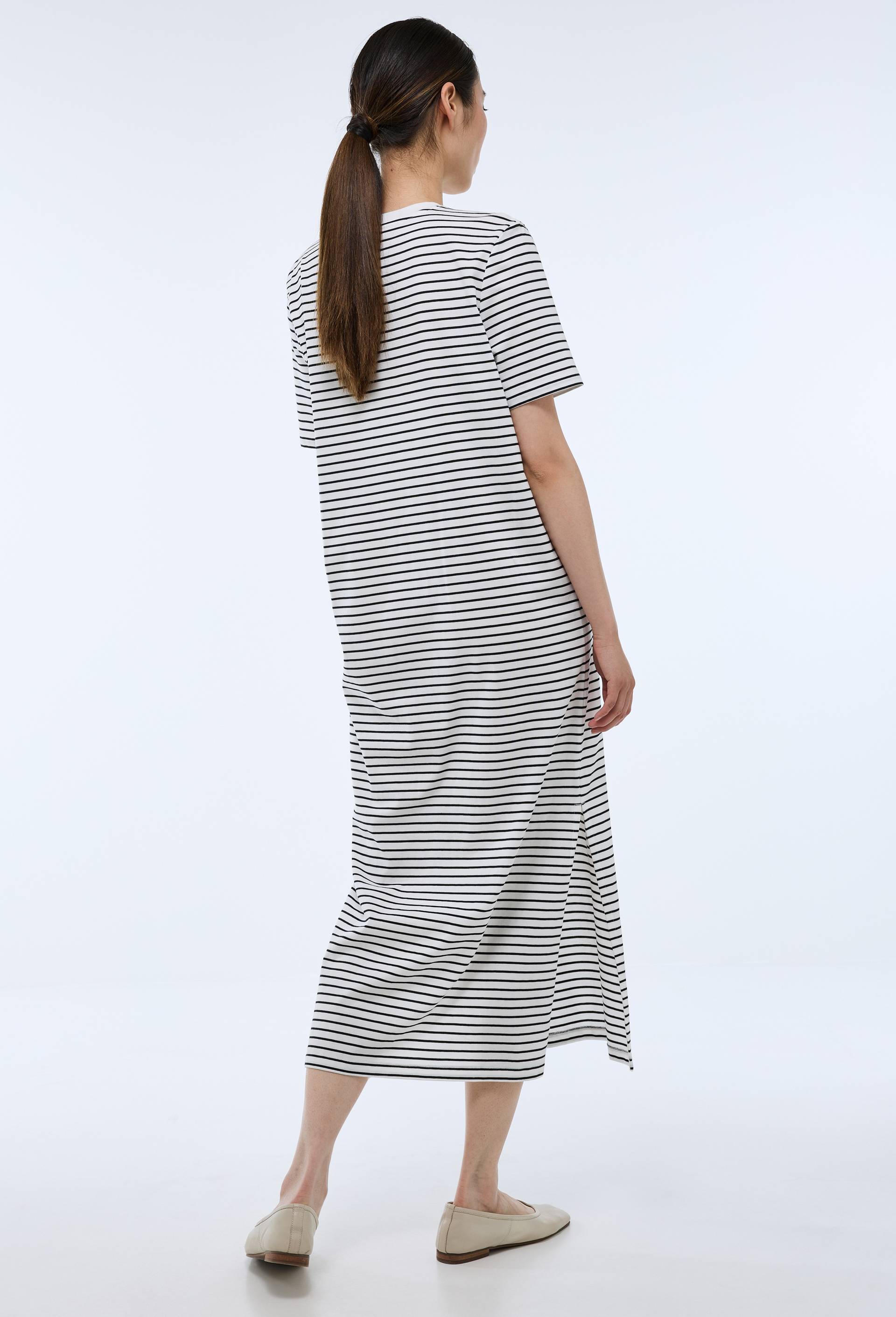 Robe t-shirt ray&eacute;e en coton BIO GOTS, Noir, large image number 1