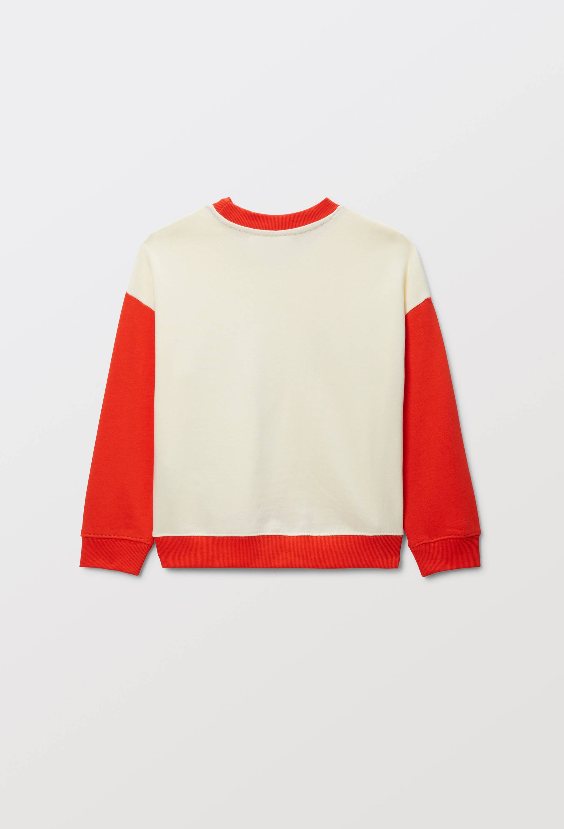 Sweat col rond imprim&eacute; en coton BIO GOTS, Ecru, large image number 2