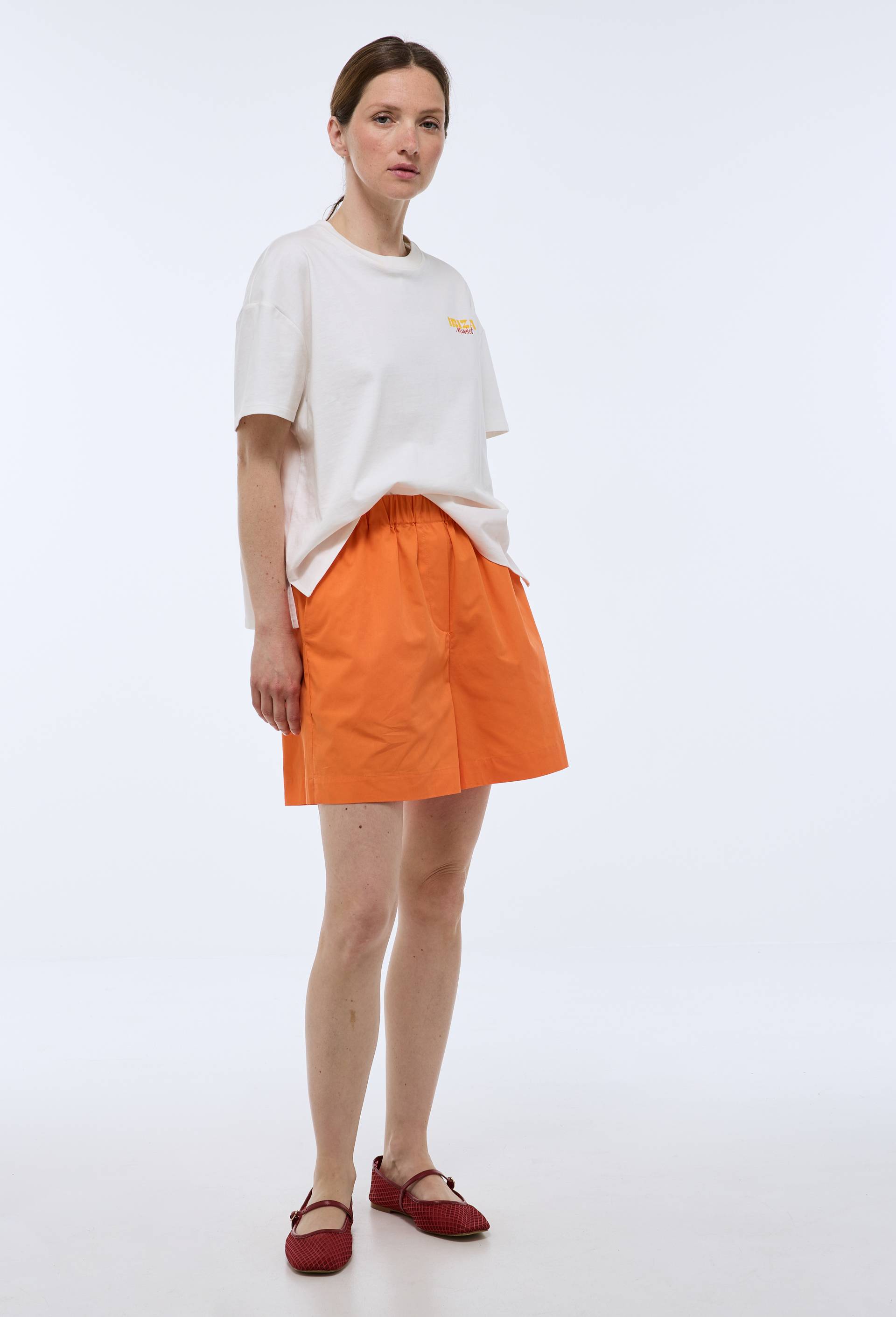 Short en coton, Orange, swatch image