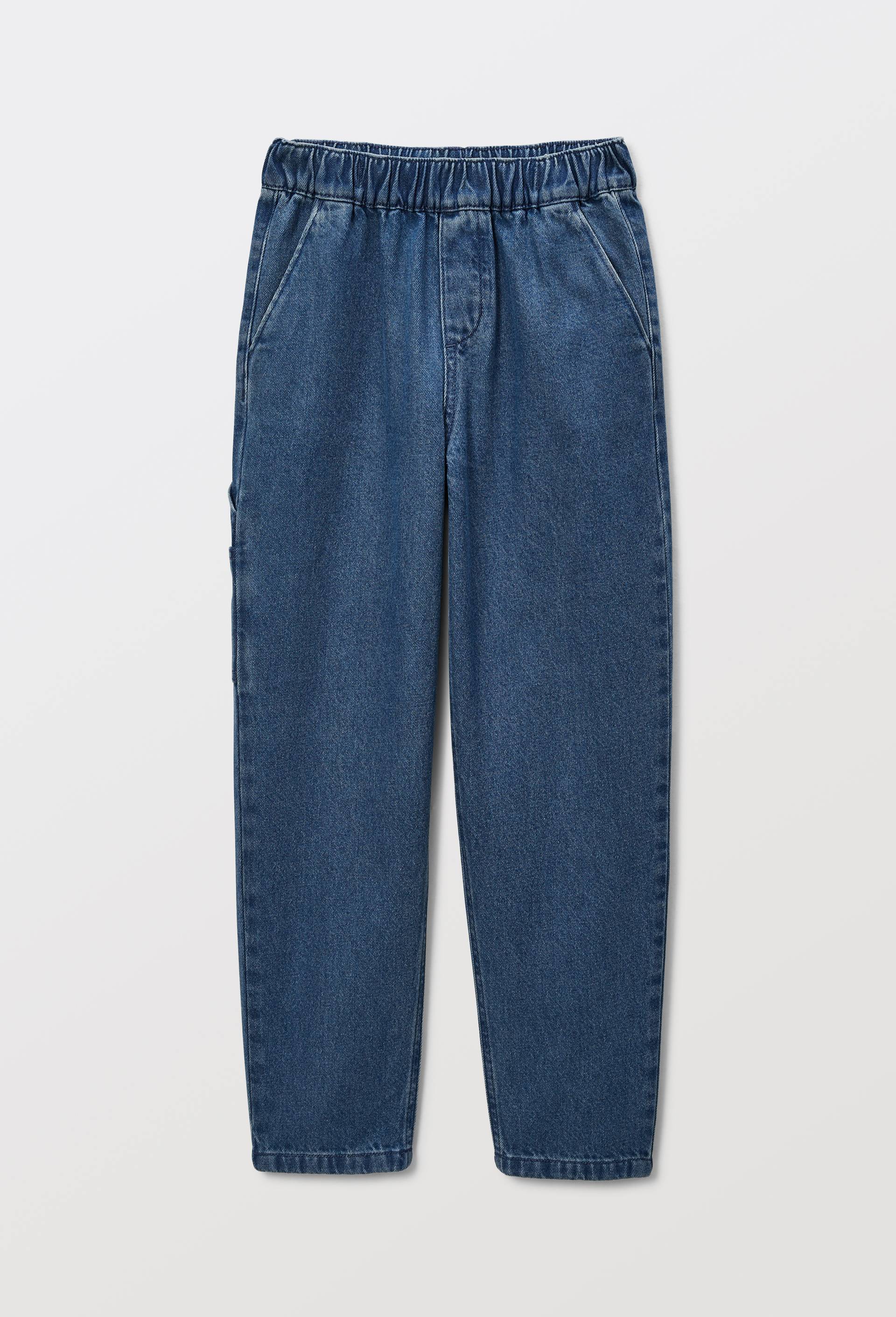 Jean droit taille &eacute;lastiqu&eacute;e en coton, Bleu clair, large image number 1.0