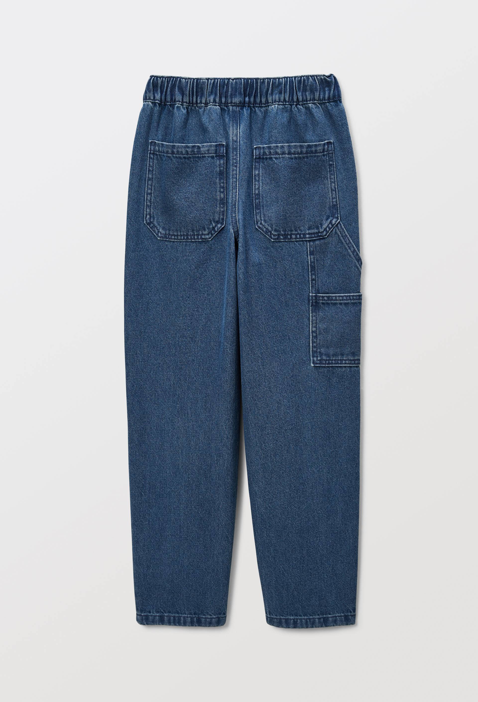 Jean droit taille &eacute;lastiqu&eacute;e en coton, Bleu clair, large image number 2