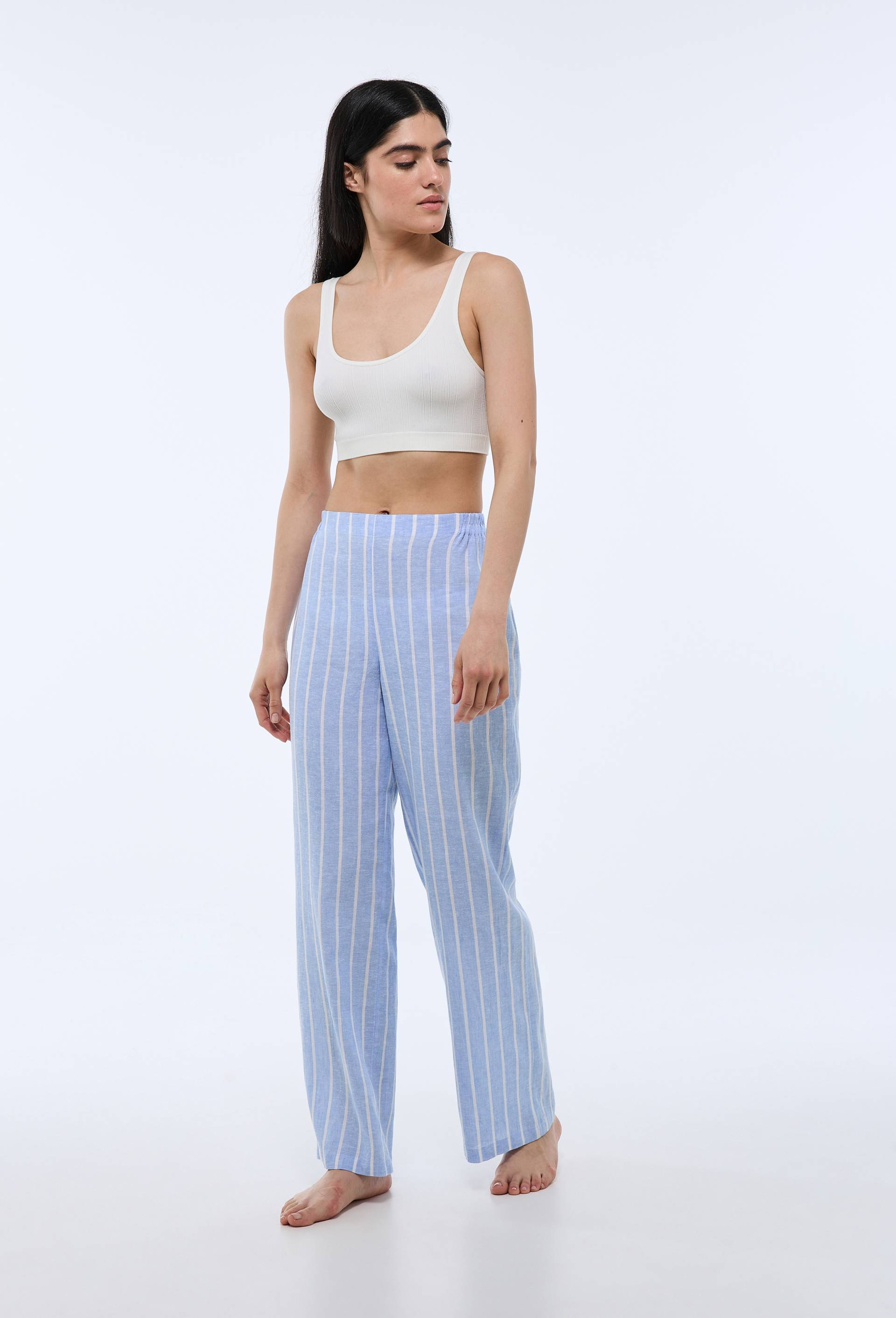 Pantalon large fluide imprim&eacute;, Bleu clair, large image number 0