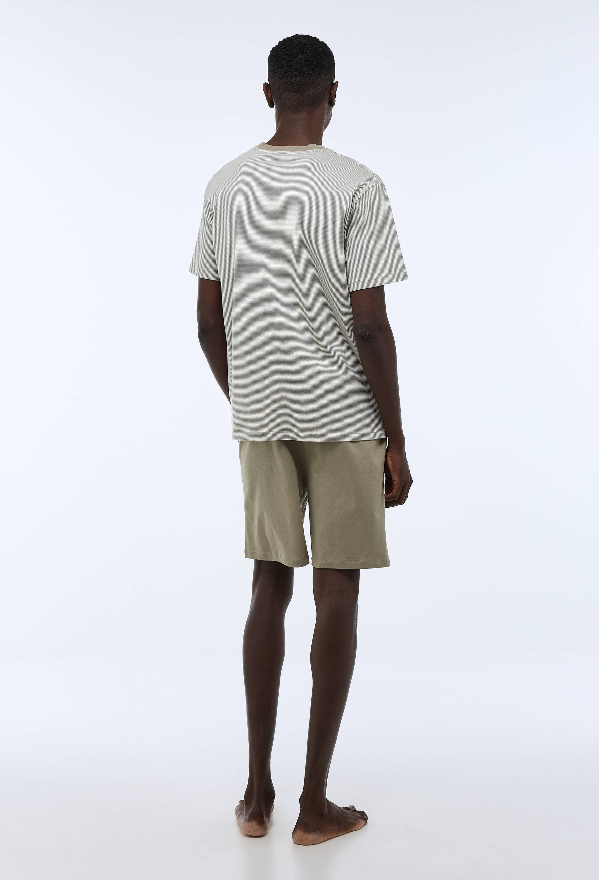 Pyjama T-shirt manches courtes ray&eacute; et Short en jersey de coton BIO GOTS, Vert, large image number 2.0