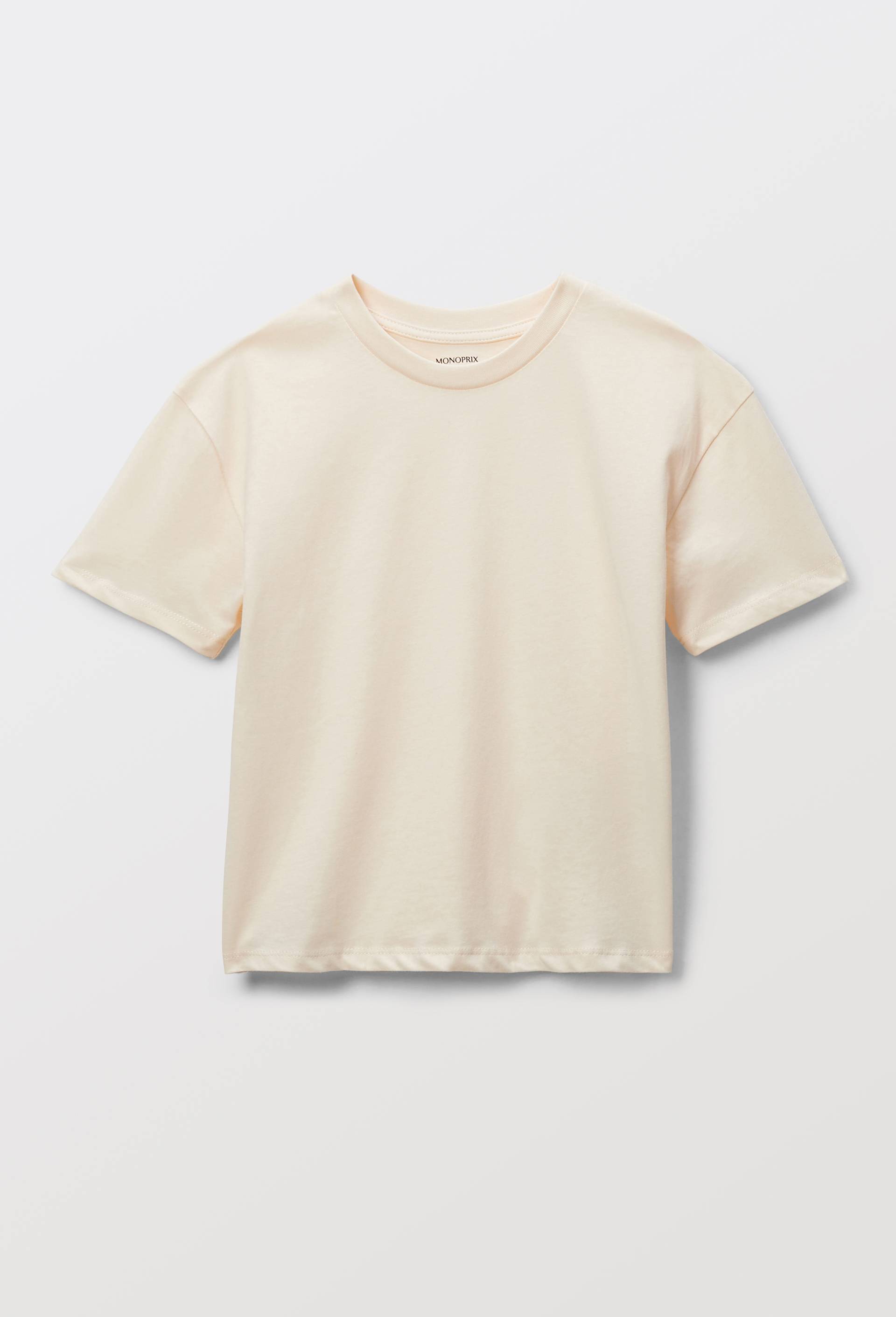T-shirt uni en coton BIO GOTS, Beige clair, swatch image