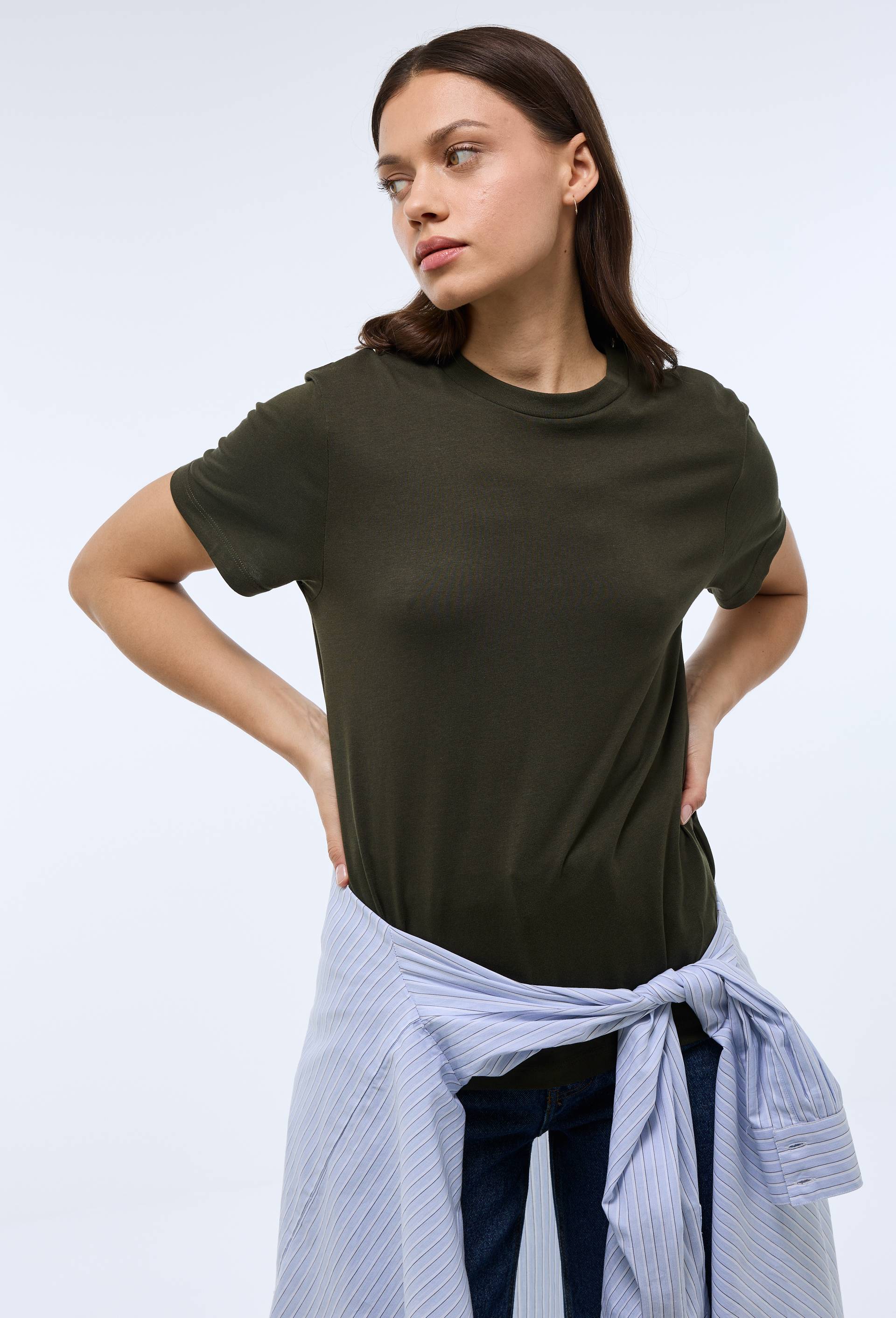 T-shirt manches courtes uni en coton BIO GOTS, Vert fonc&eacute;, large image number 0