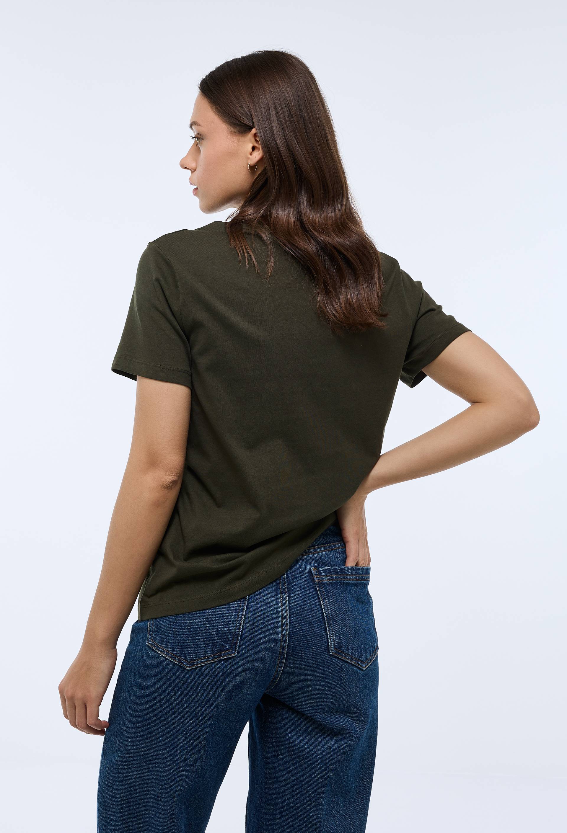 T-shirt manches courtes uni en coton BIO GOTS, Vert fonc&eacute;, large image number 1