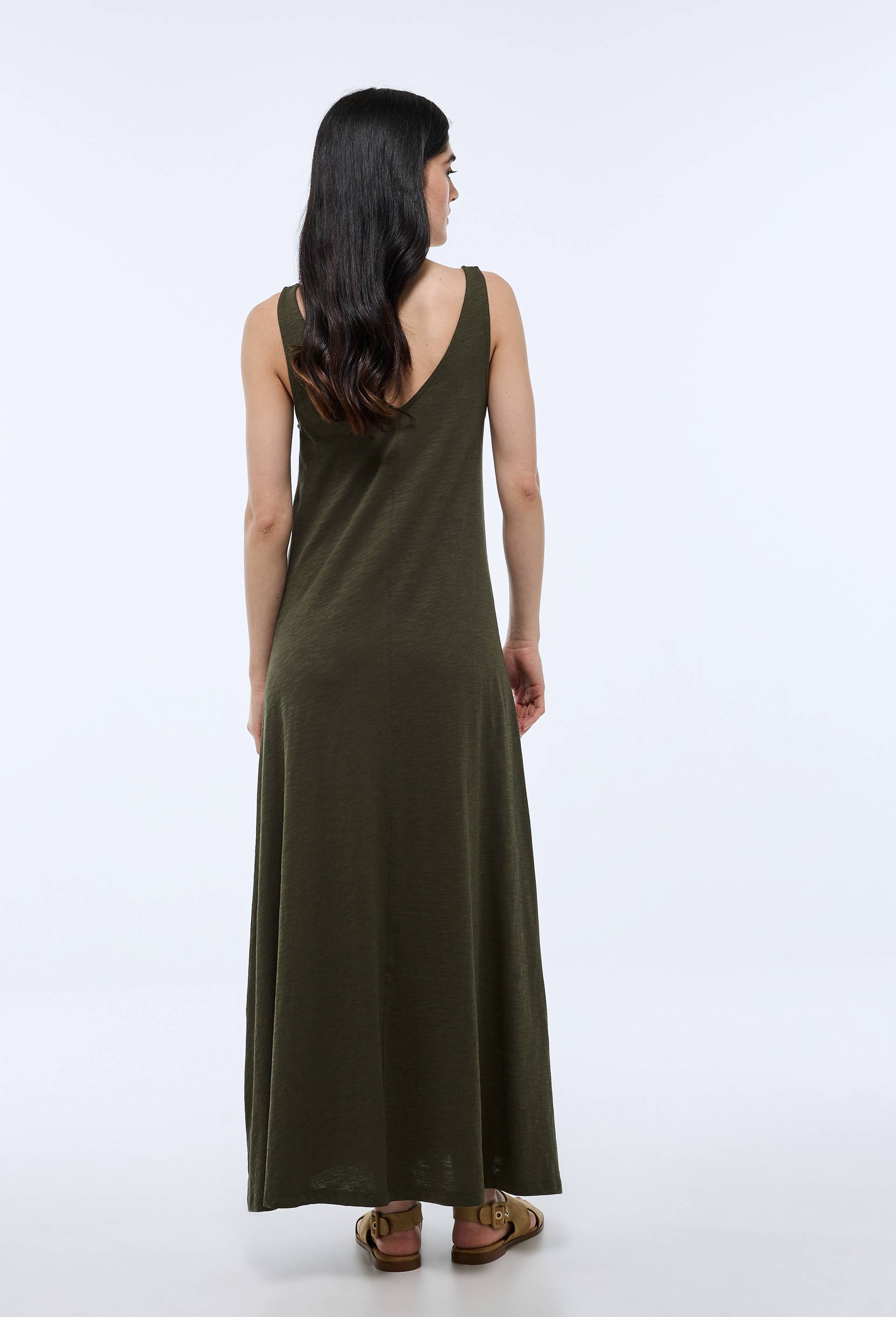 Robe longue unie en coton BIO GOTS, Vert fonc&eacute;, large image number 1