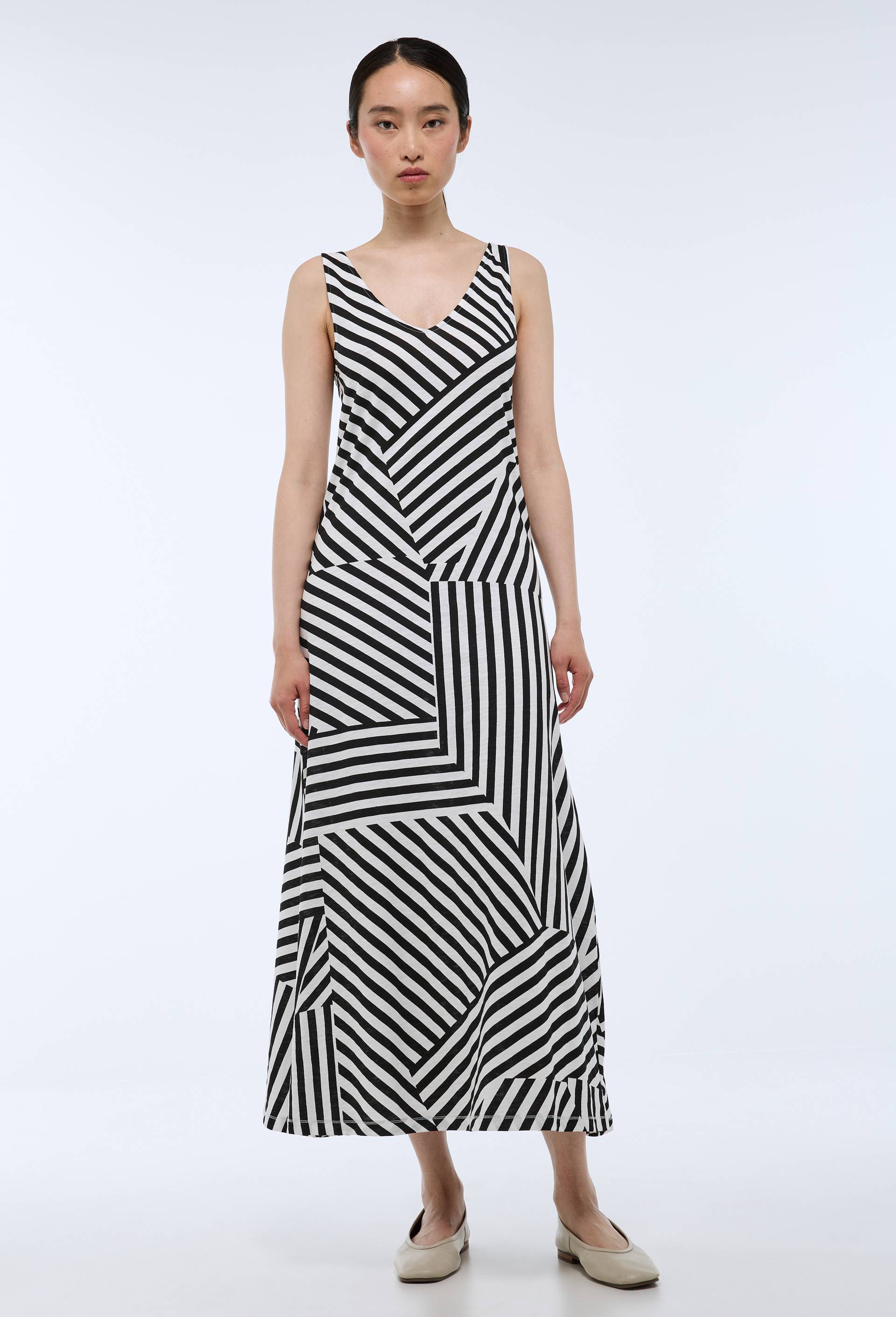 Robe longue imprim&eacute;e en coton BIO GOTS, Ecru, large image number 0