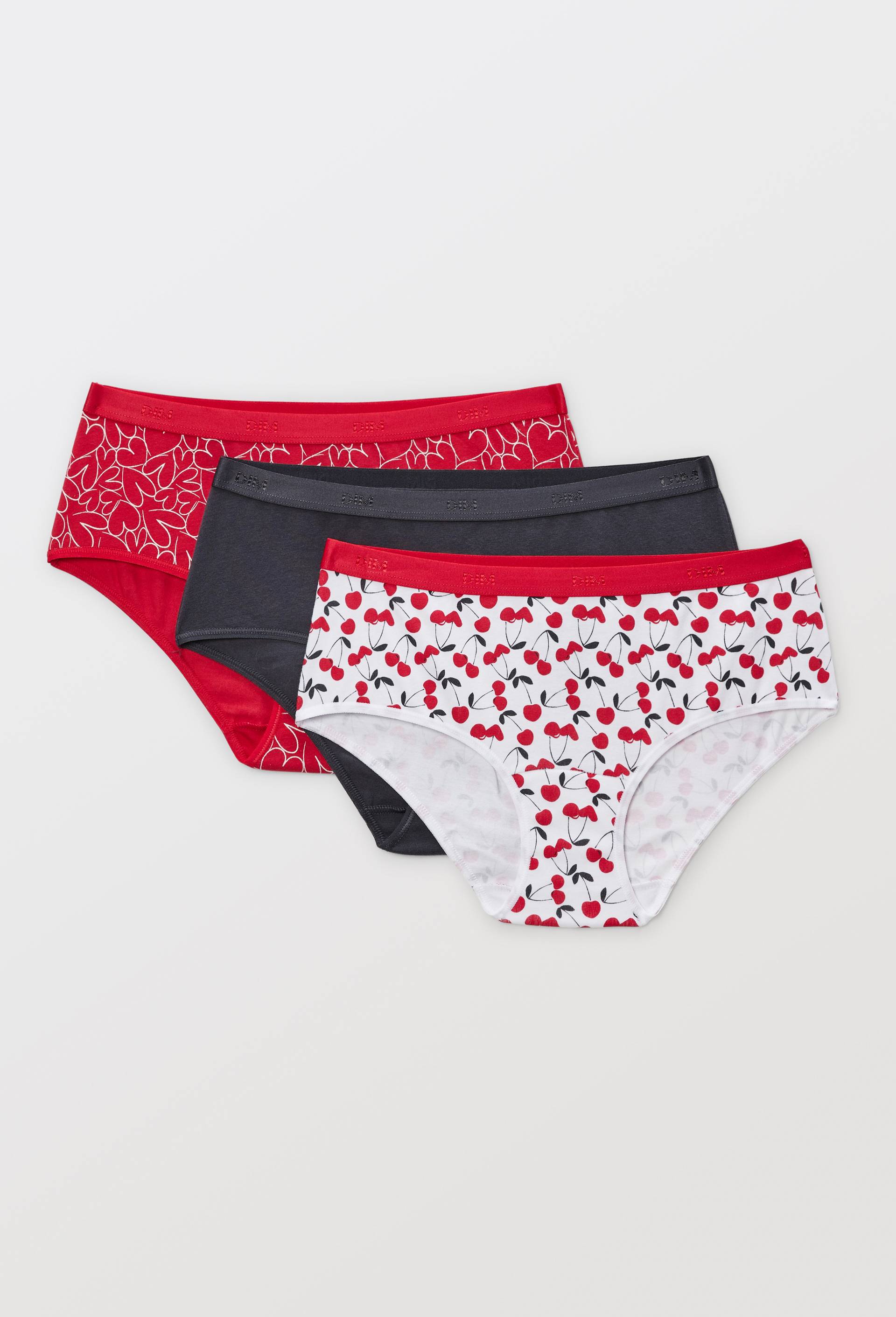 Lot de 3 slips fantaisie en coton POCKET DIM, Rouge, large image number 0