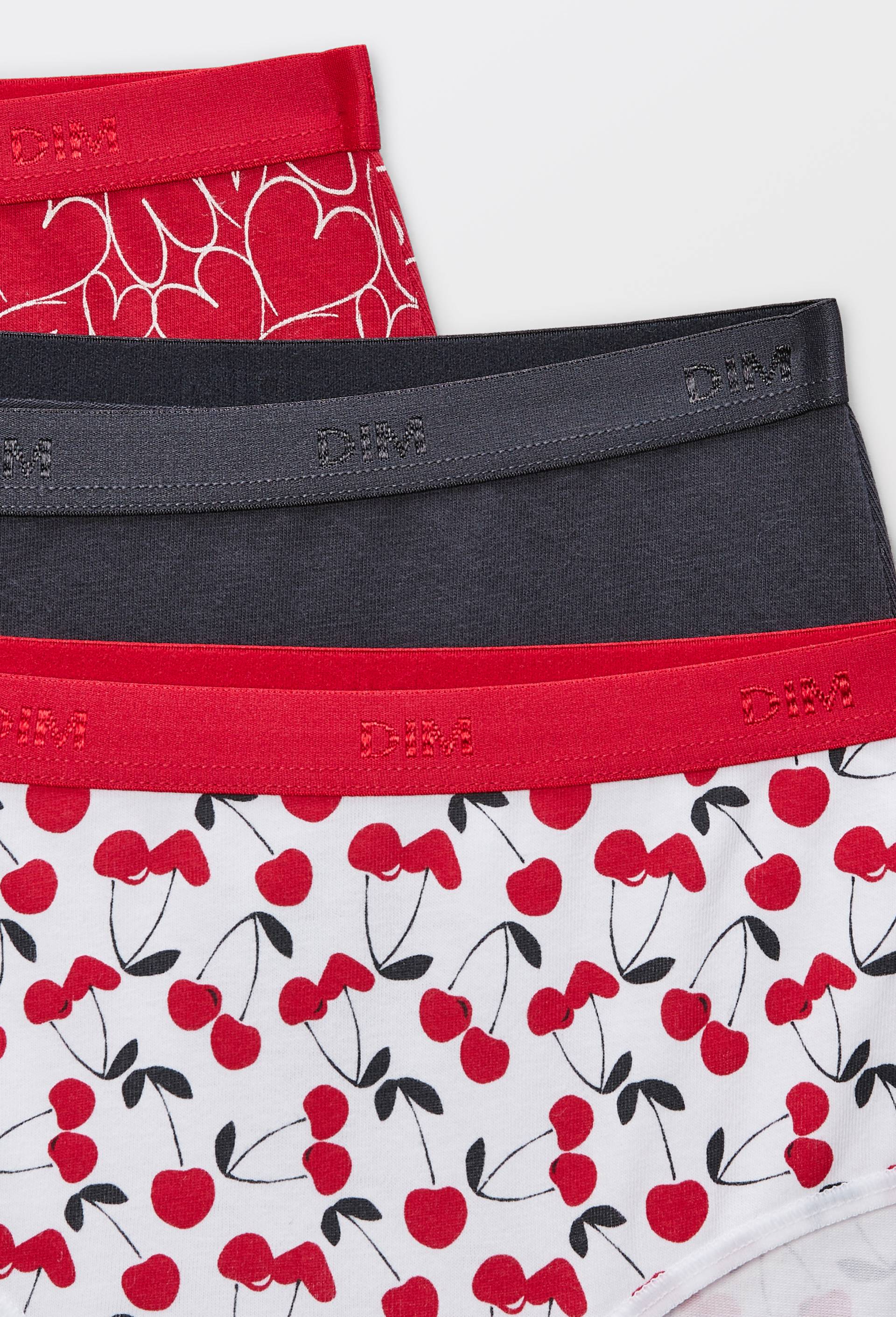 Lot de 3 slips fantaisie en coton POCKET DIM, Rouge, large image number 1