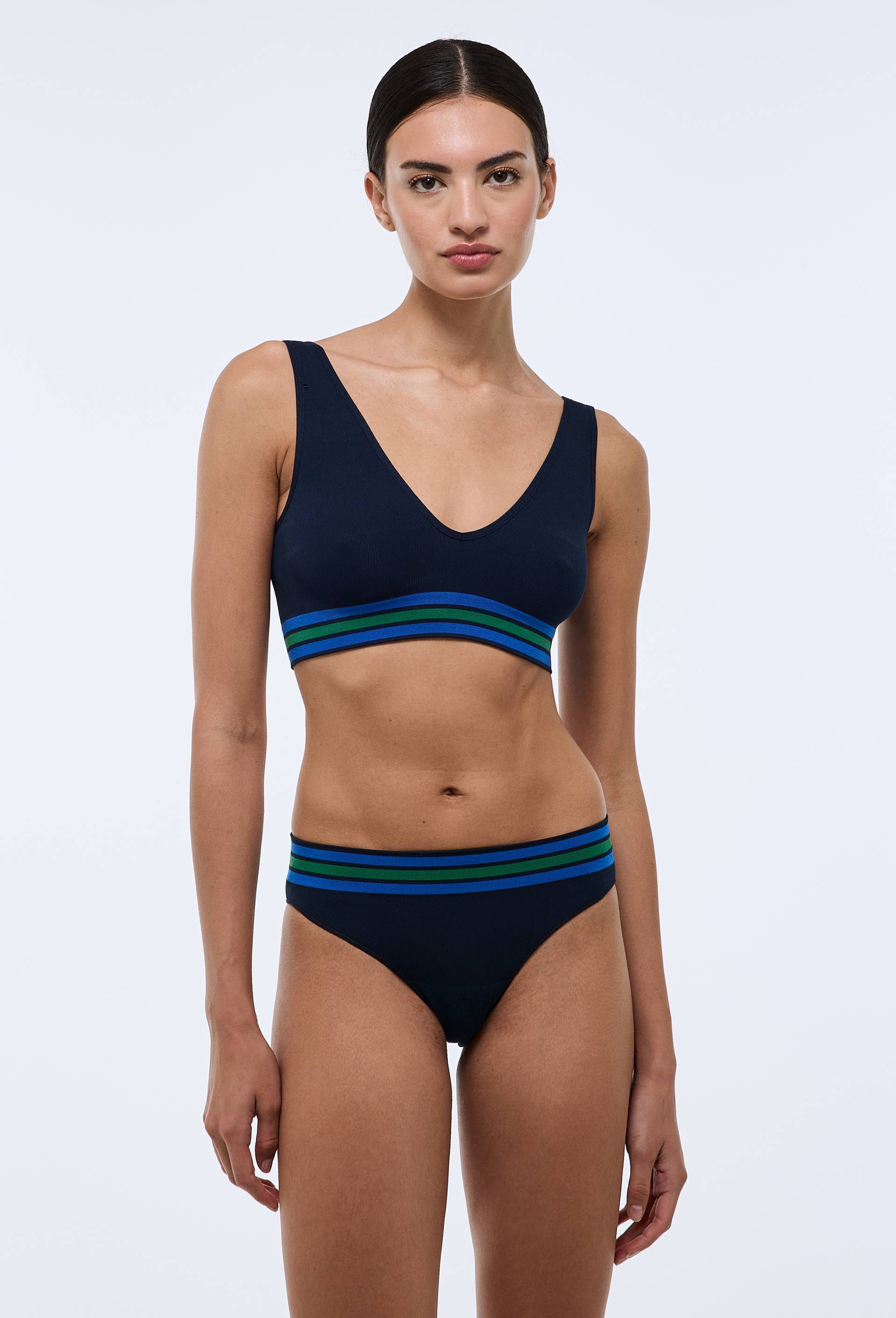 Brassi&egrave;re SERENA sans coutures, Bleu fonc&eacute;, large image number 0