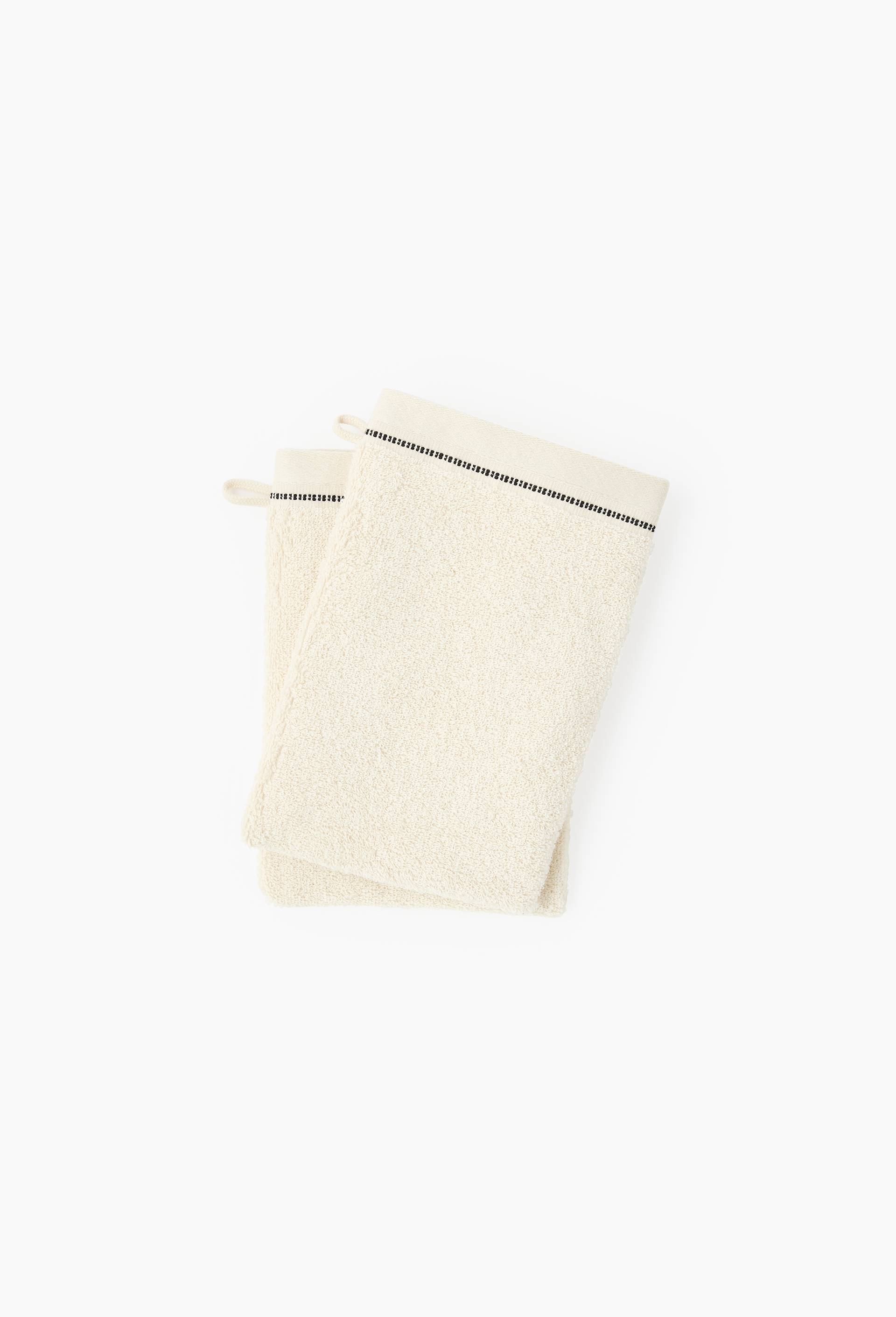 Lot de 2 gants de toilette, 15x21cm, en coton BIO GOTS, Ecru, large image number 0