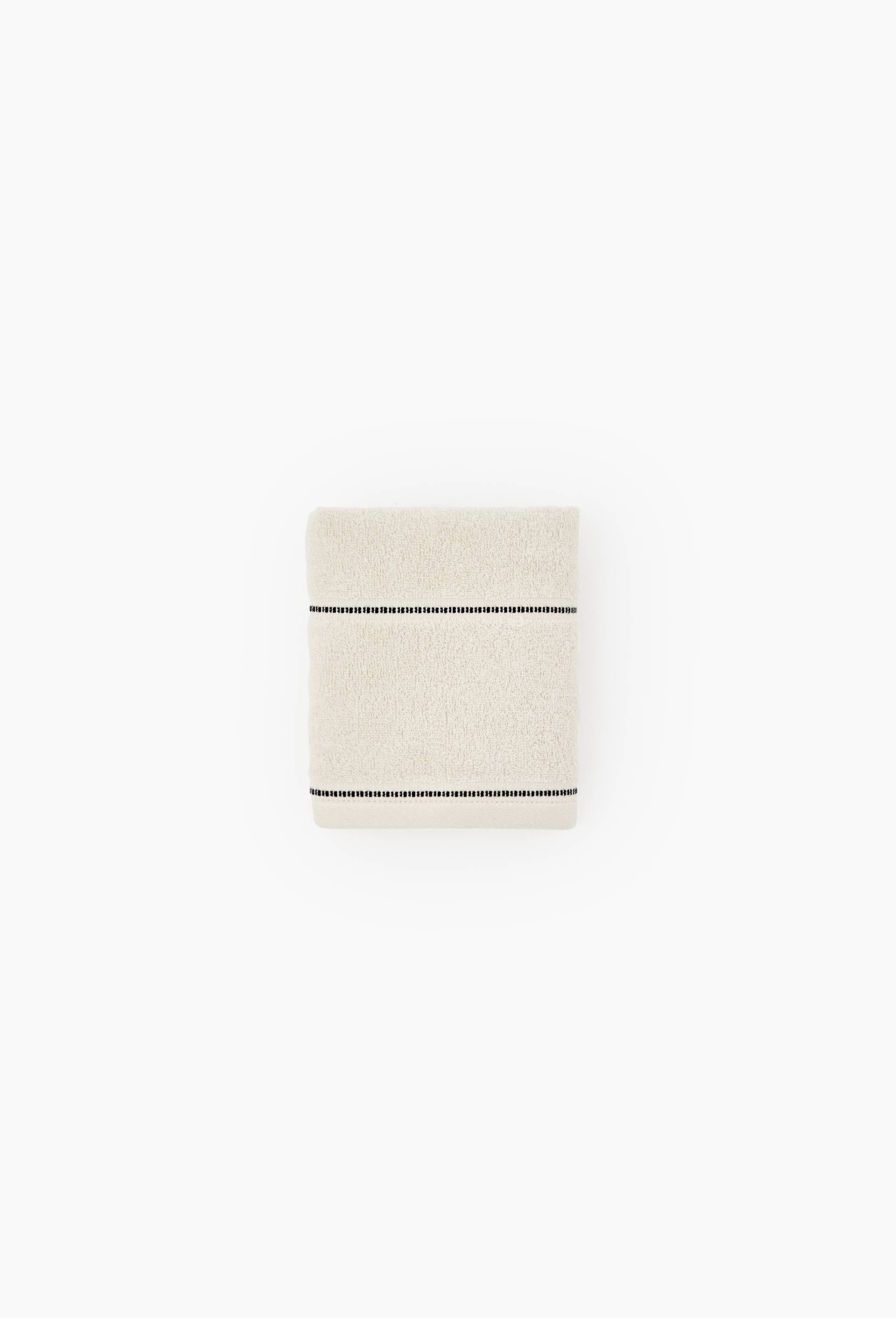 Serviette de bain rayée, en coton BIO GOTS, Ecru, swatch image