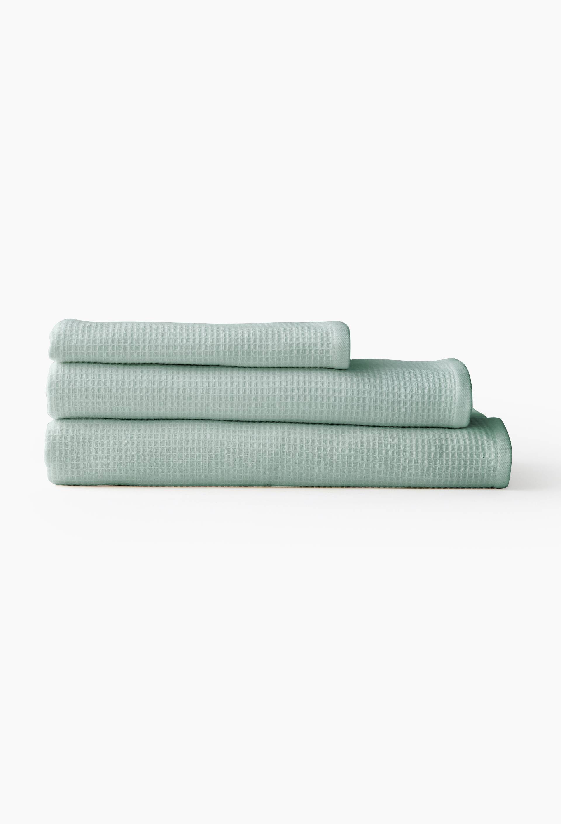 Serviette de bain nid d'abeille, en coton BIO GOTS, Vert clair, swatch image