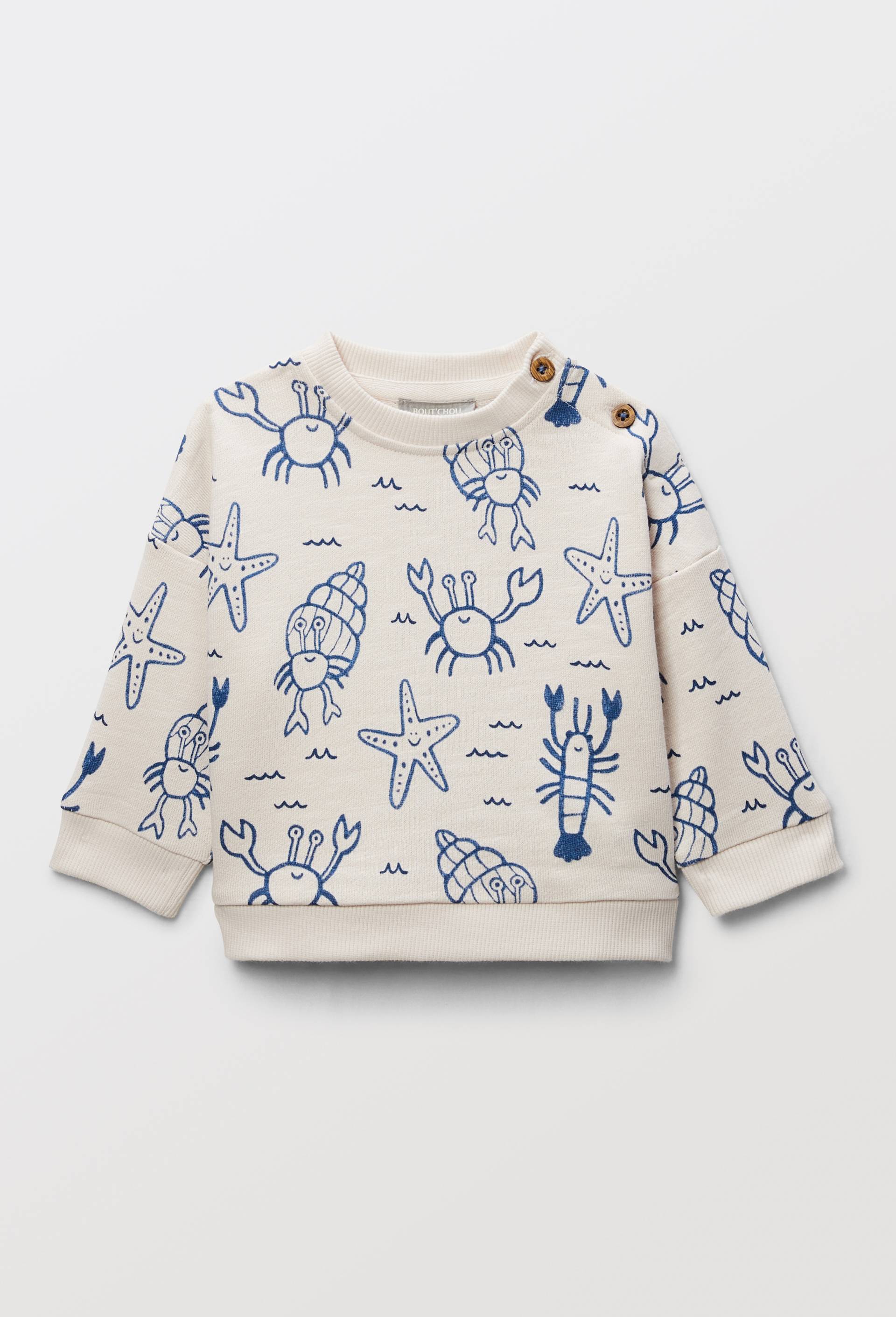 Sweat imprimé en coton BIO GOTS, Ecru, large image number 3.0
