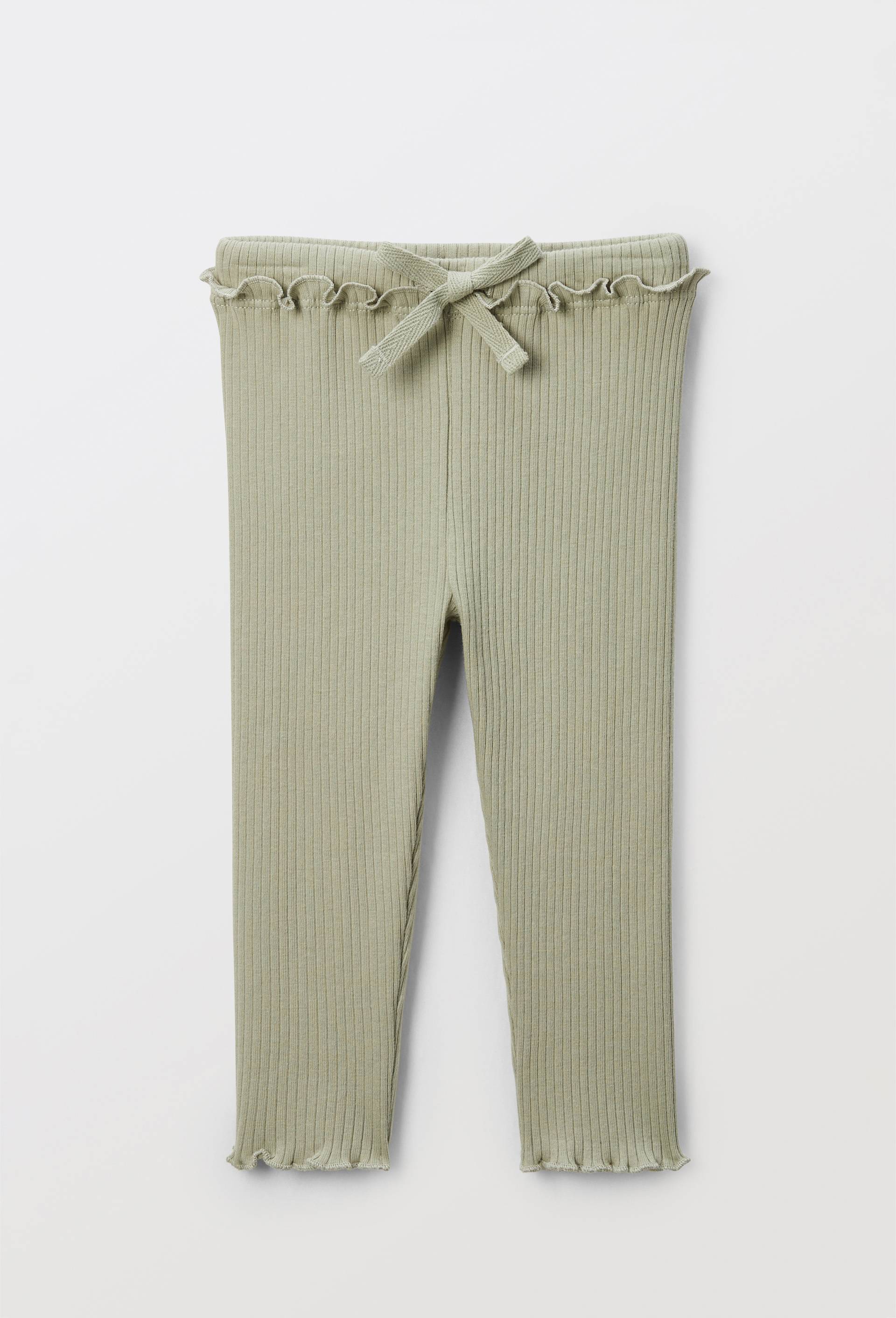 Legging côtelé uni en coton BIO GOTS, Vert clair, swatch image