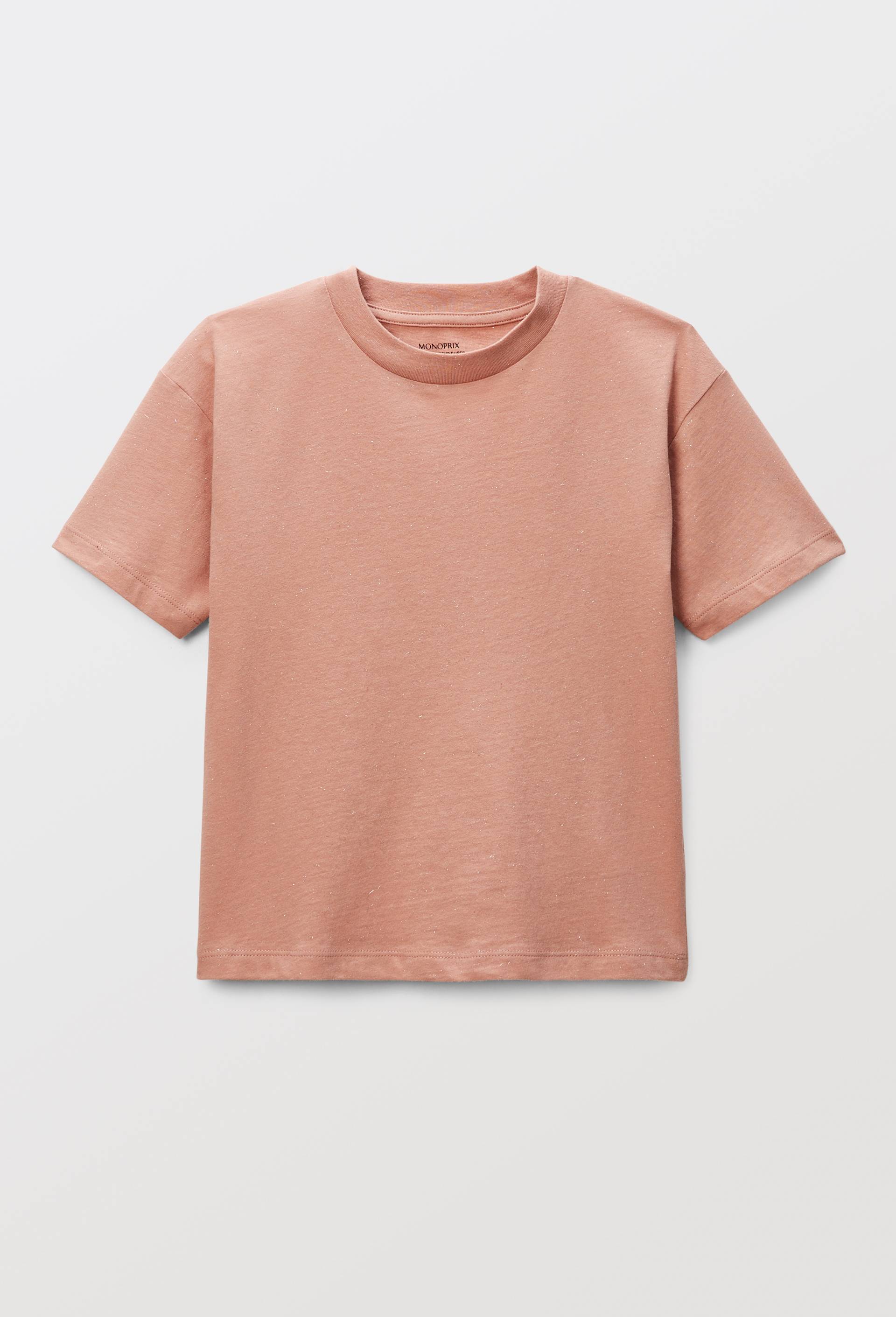 T-shirt à détails métallisés, Rose, swatch image