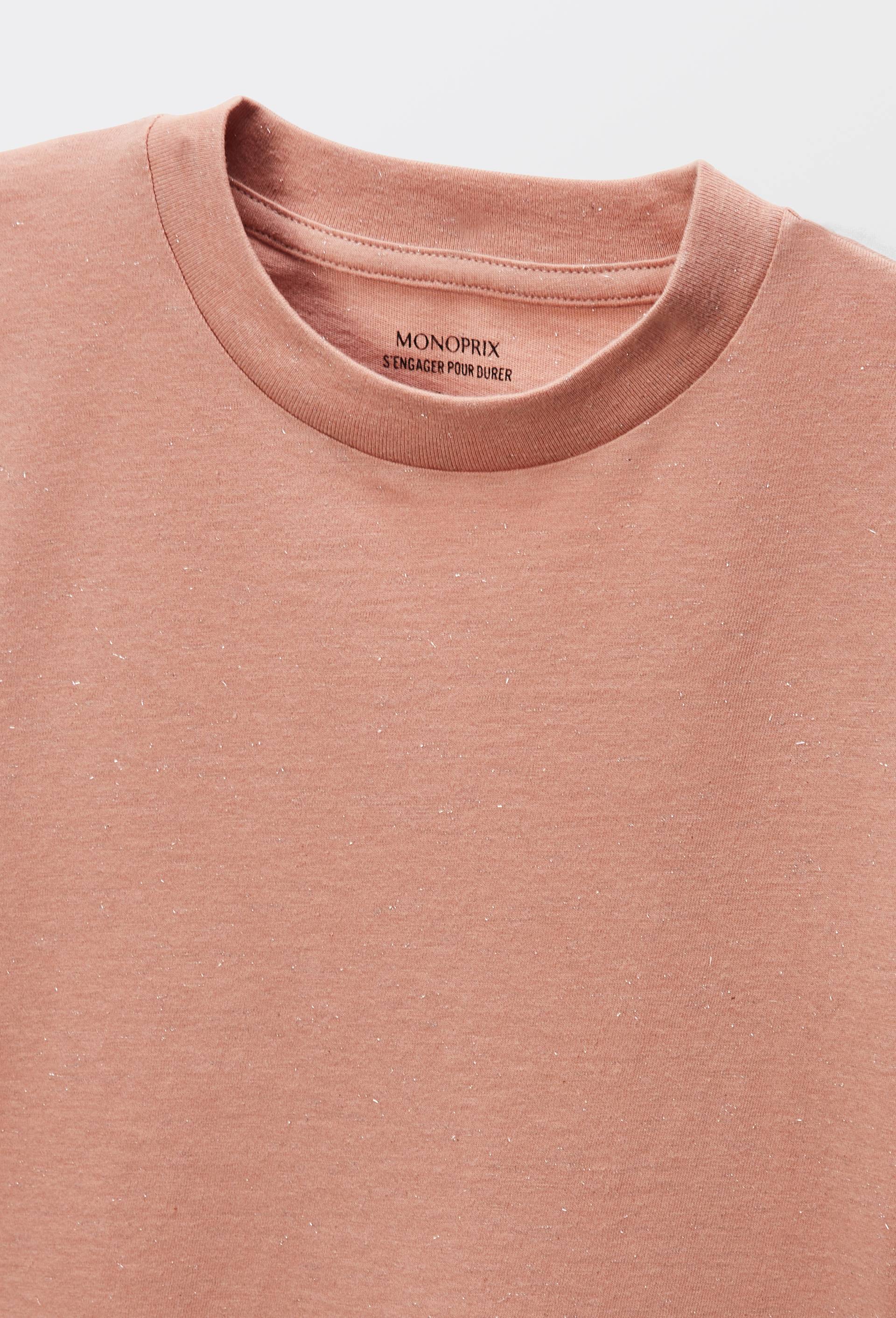 T-shirt à détails métallisés, Rose, large image number 2