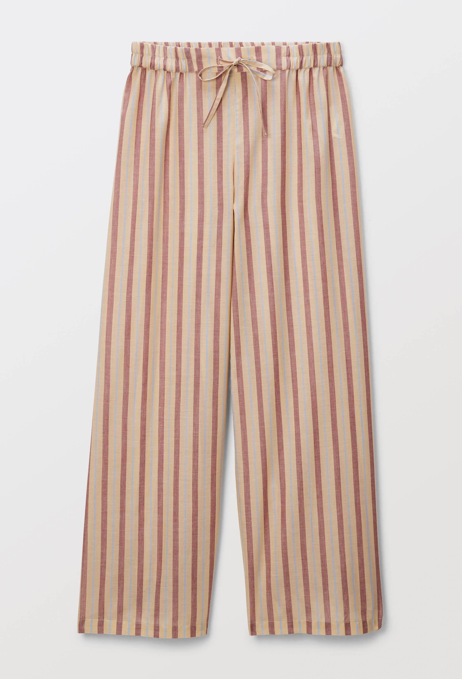 Pantalon ray&eacute; tiss&eacute; en coton BIO GOTS, Jaune clair, large image number 3.0