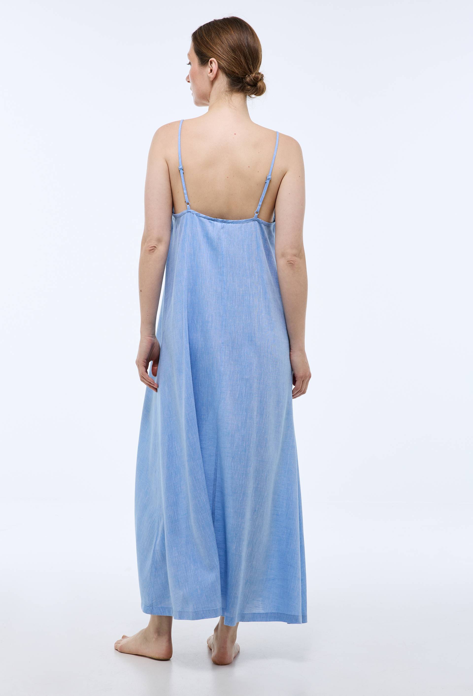 Chemise de nuit en viscose et lin, Bleu clair, large image number 1
