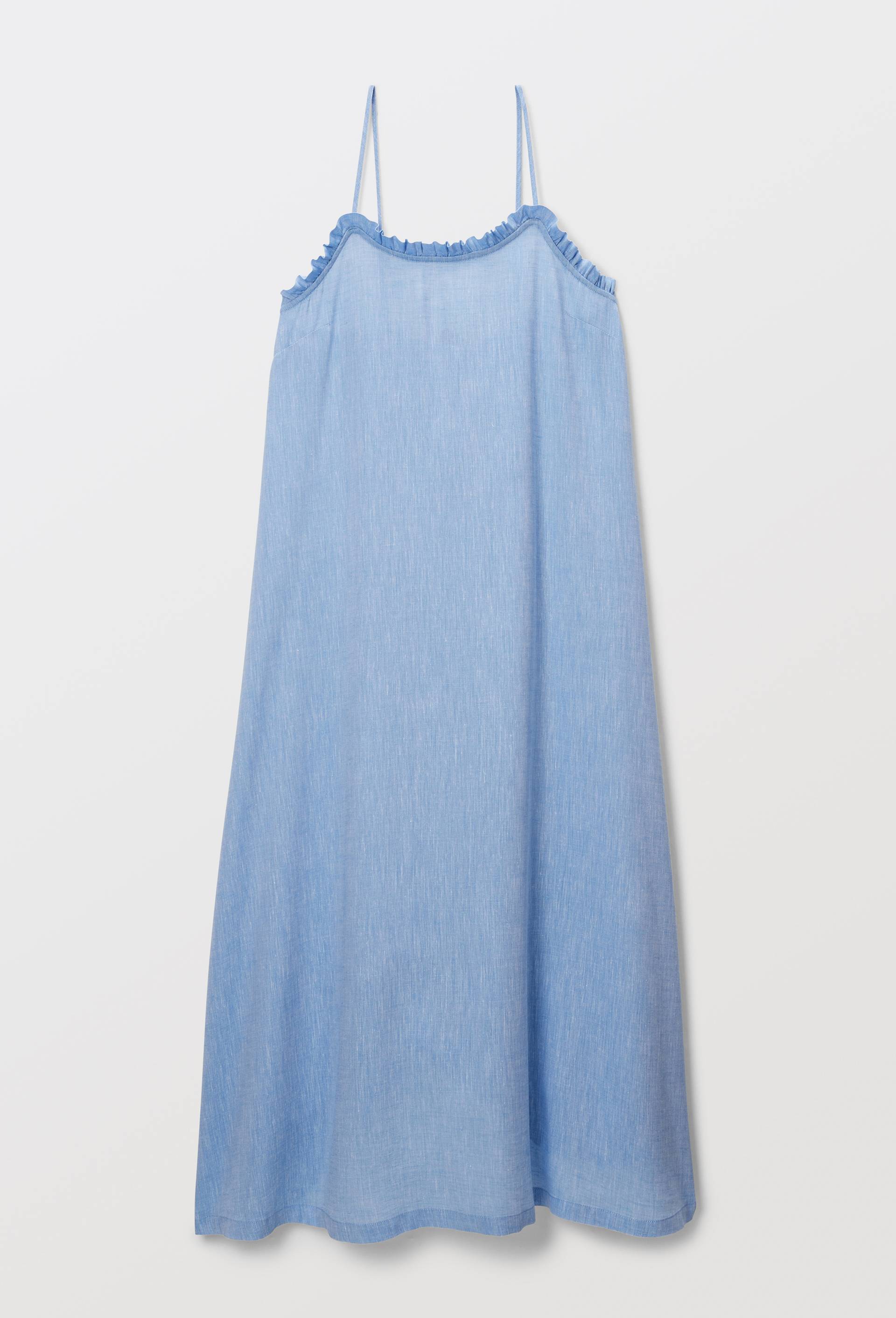 Chemise de nuit en viscose et lin, Bleu clair, large image number 2.0
