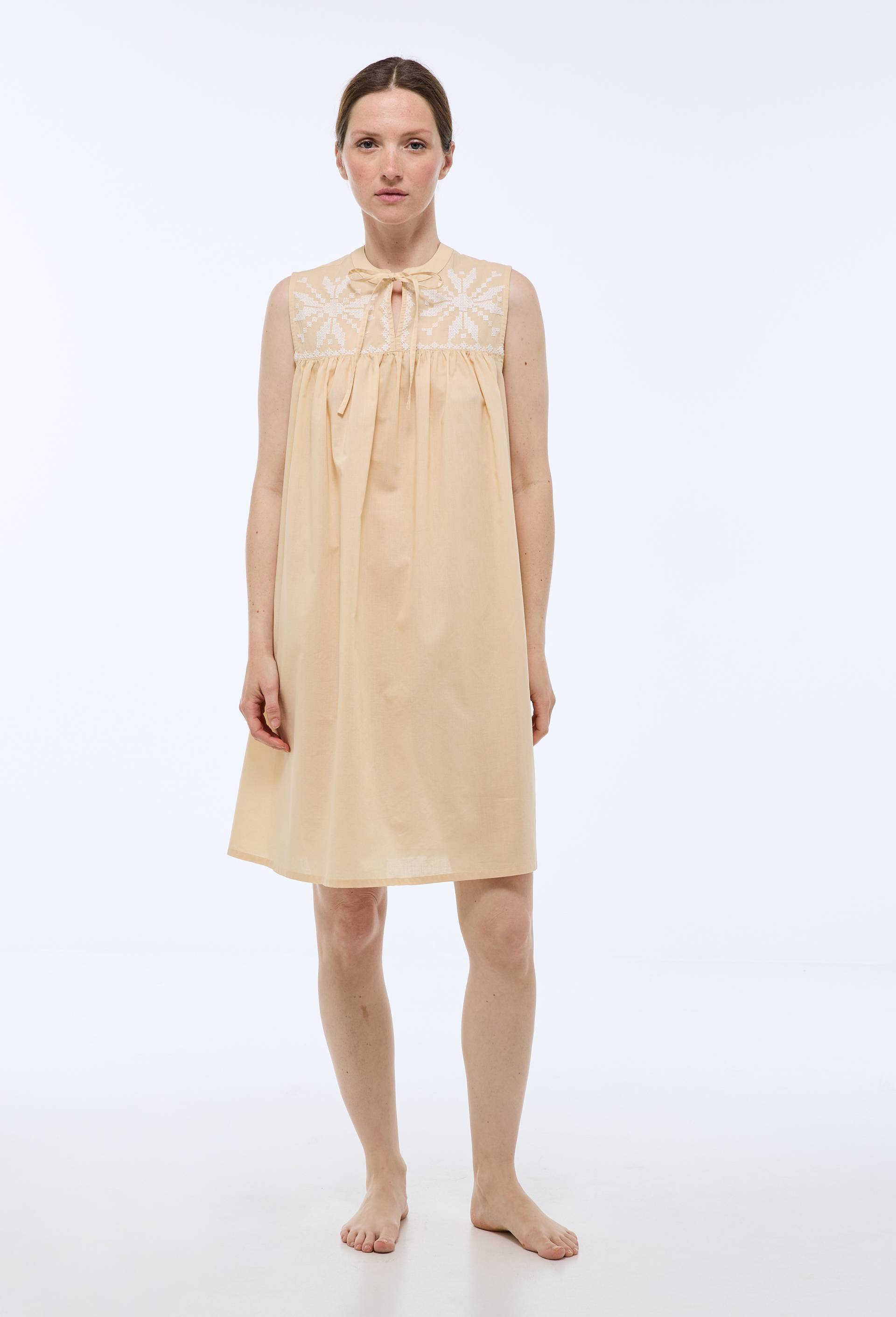 Chemise de nuit en coton BIO GOTS avec broderies, Jaune clair, large image number 0