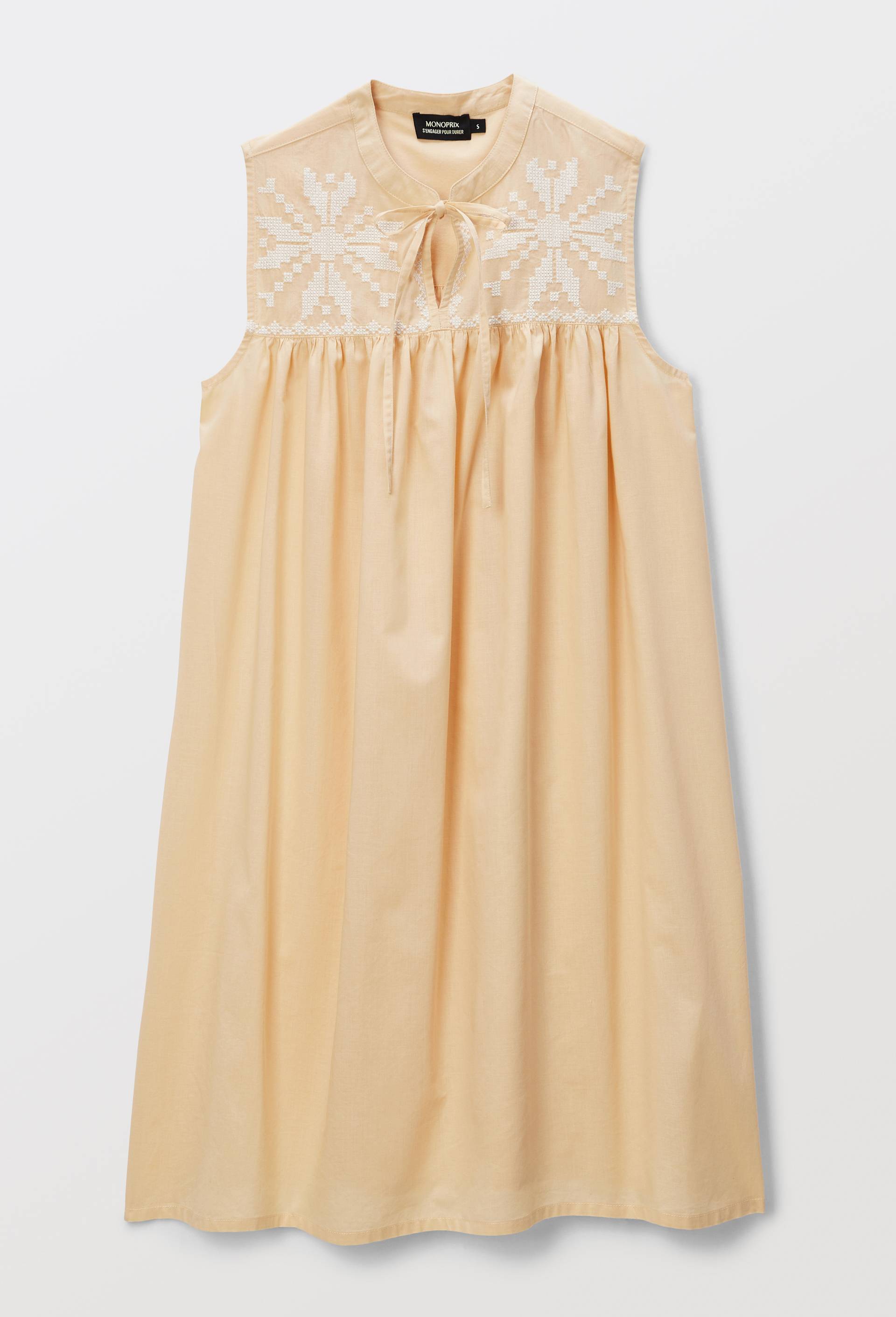 Chemise de nuit en coton BIO GOTS avec broderies, Jaune clair, large image number 2