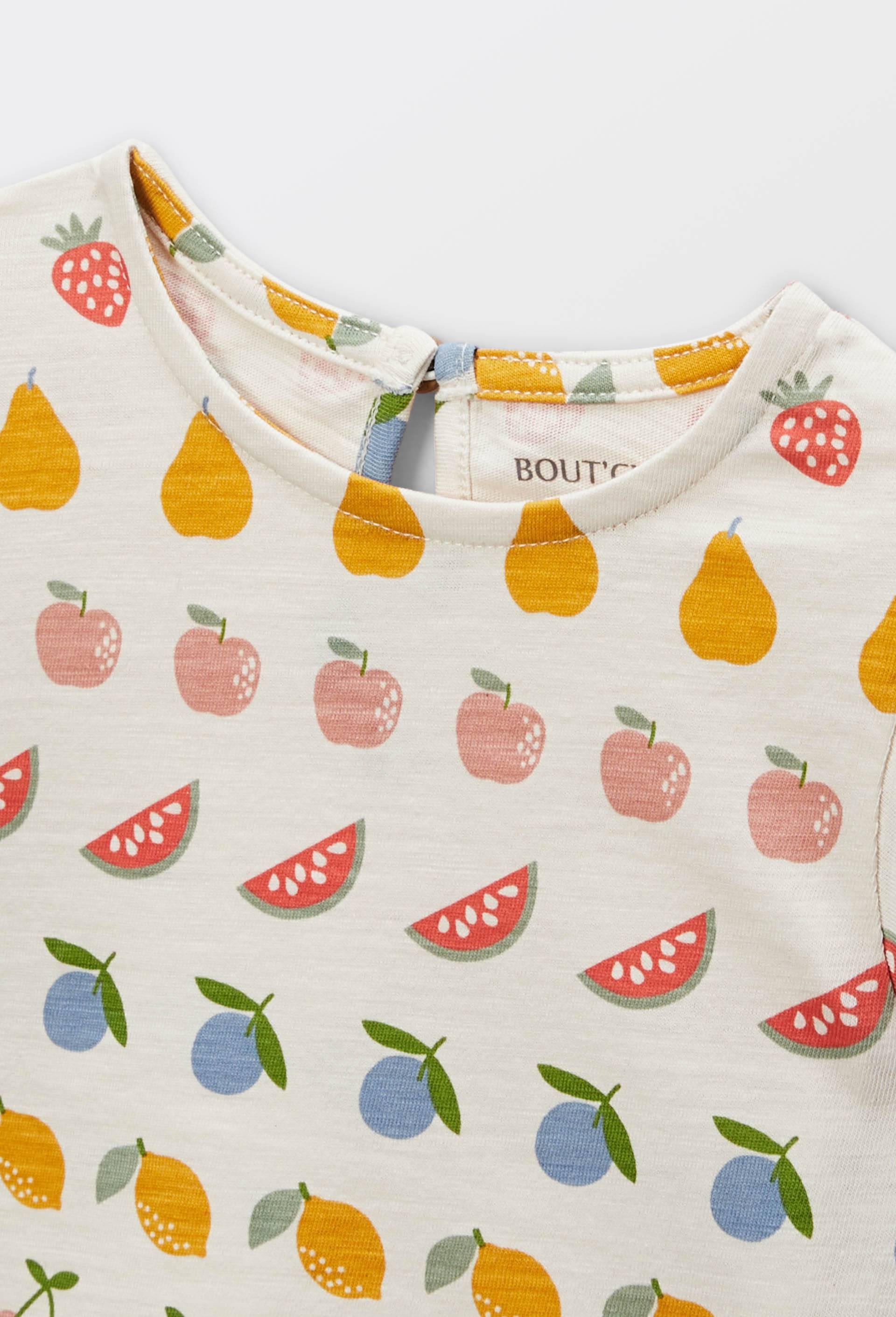 T-shirt manches courtes &agrave; volants imprim&eacute; en coton BIO GOTS, Beige clair, large image number 2