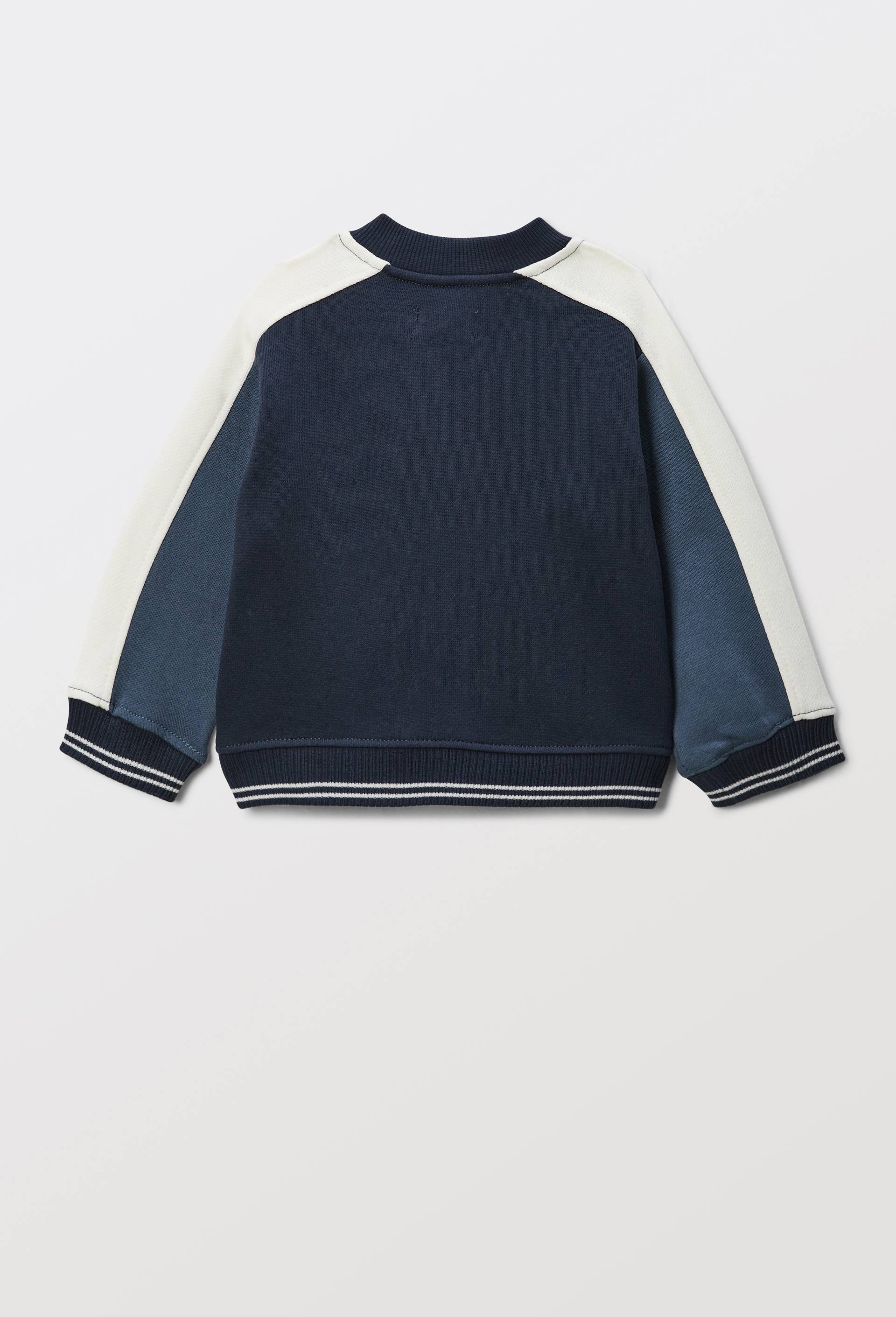 Gilet col teddy en molleton en coton BIO GOTS, Bleu fonc&eacute;, large image number 1.0