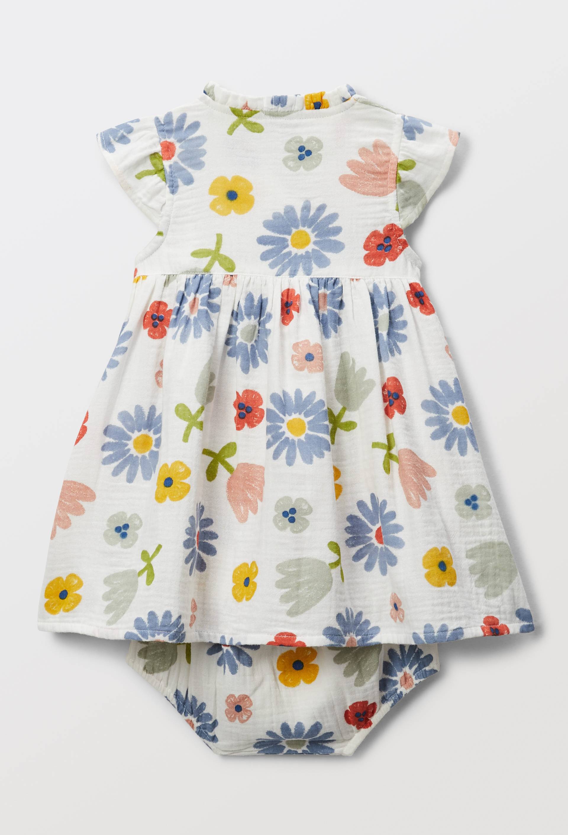 Robe portefeuille avec bloomer imprimés en coton BIO GOTS, Beige clair, large image number 1