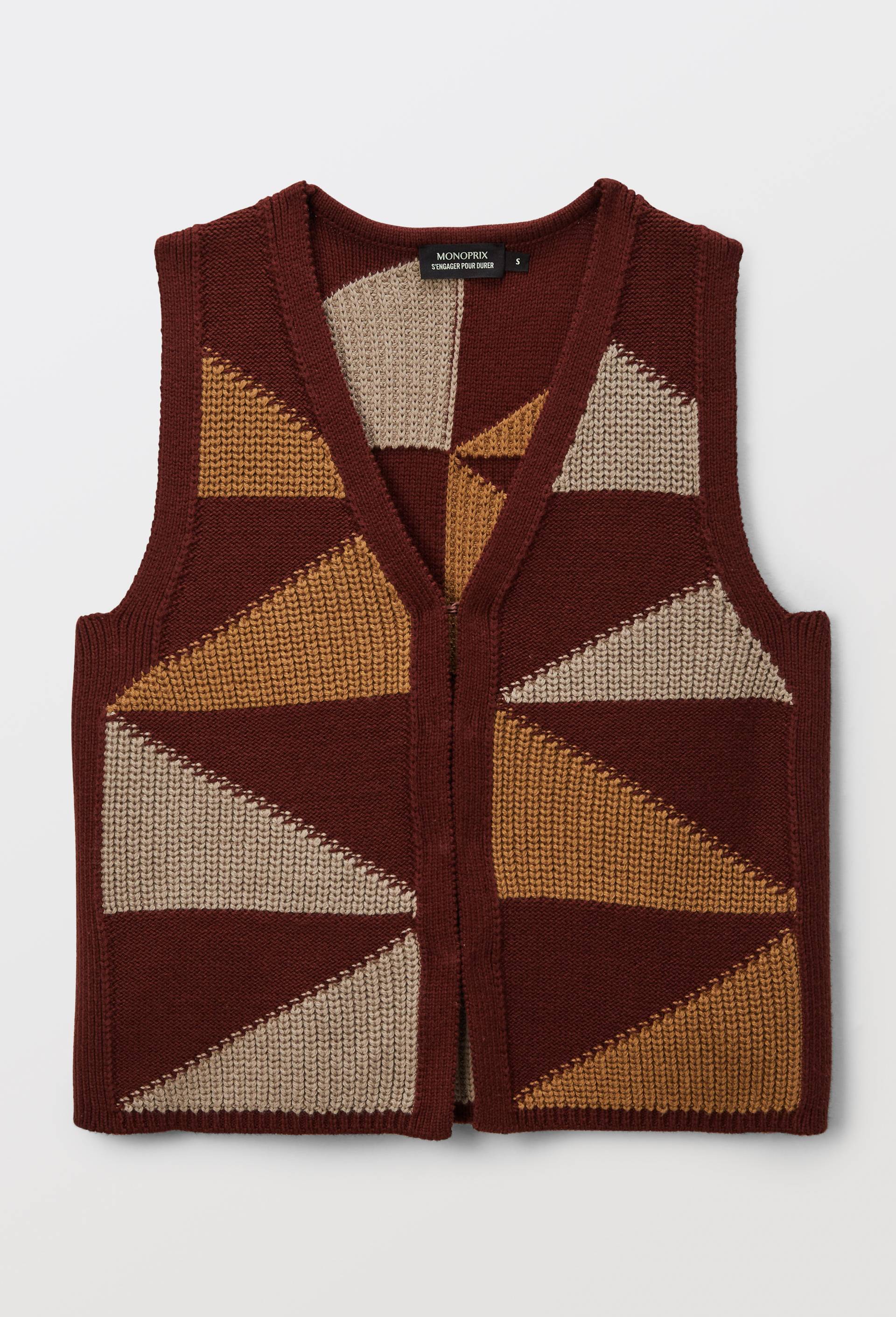 Gilet sans manche en tricot, Brun foncé, large image number 3