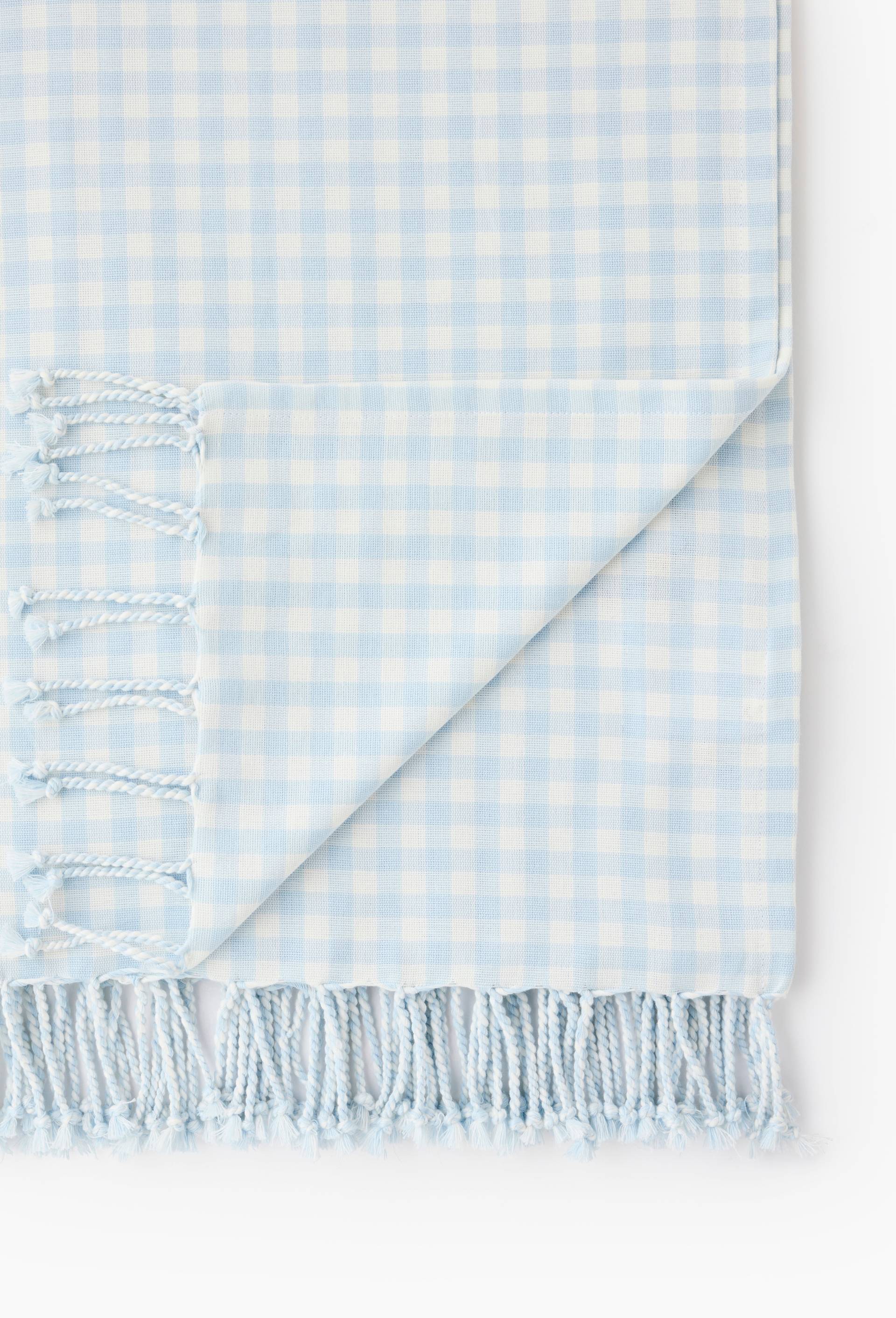 Fouta damier, 180x200cm, 100% coton bio, Bleu, large image number 1
