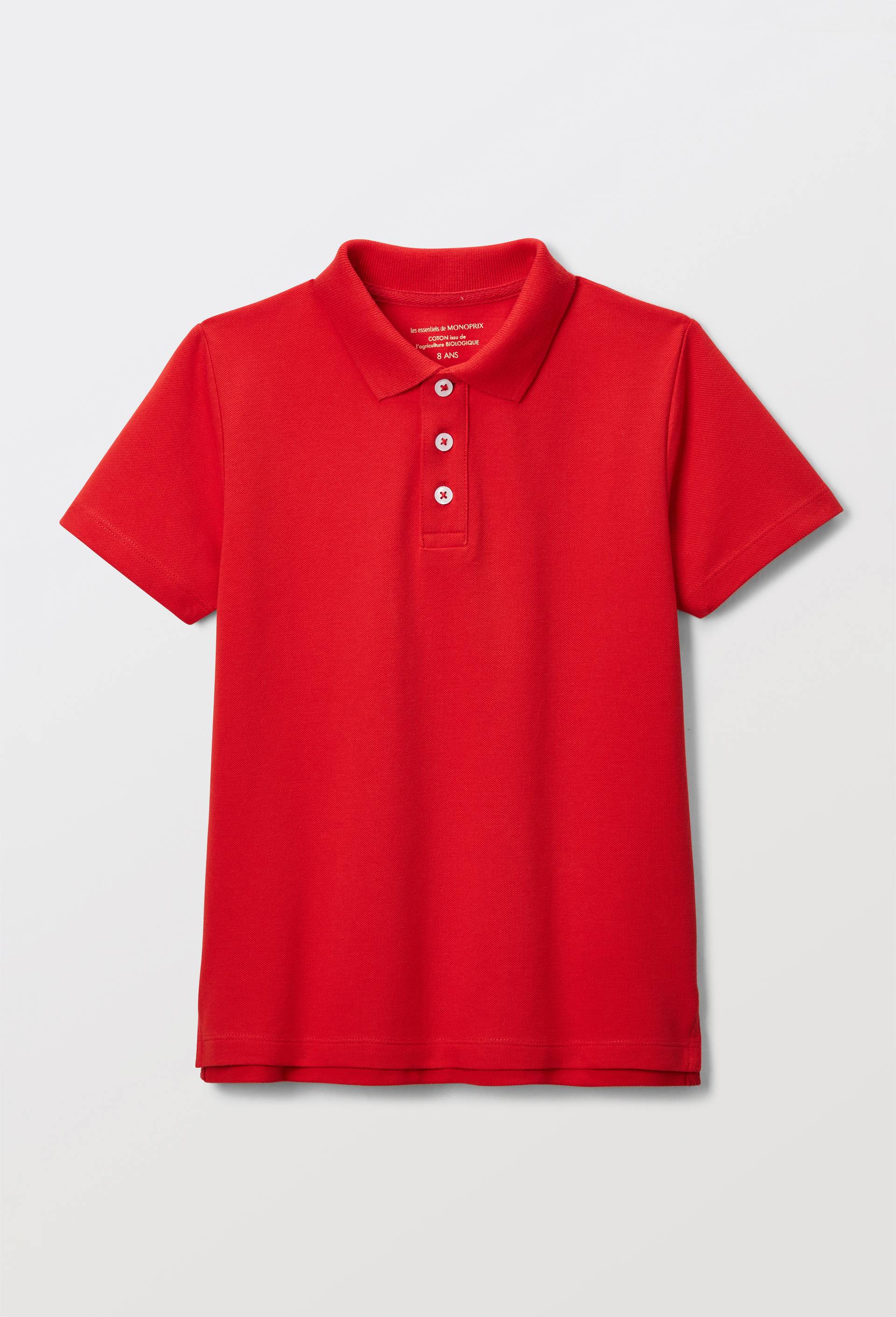 Polo manches courtes uni en coton BIO GOTS, Rouge, swatch image