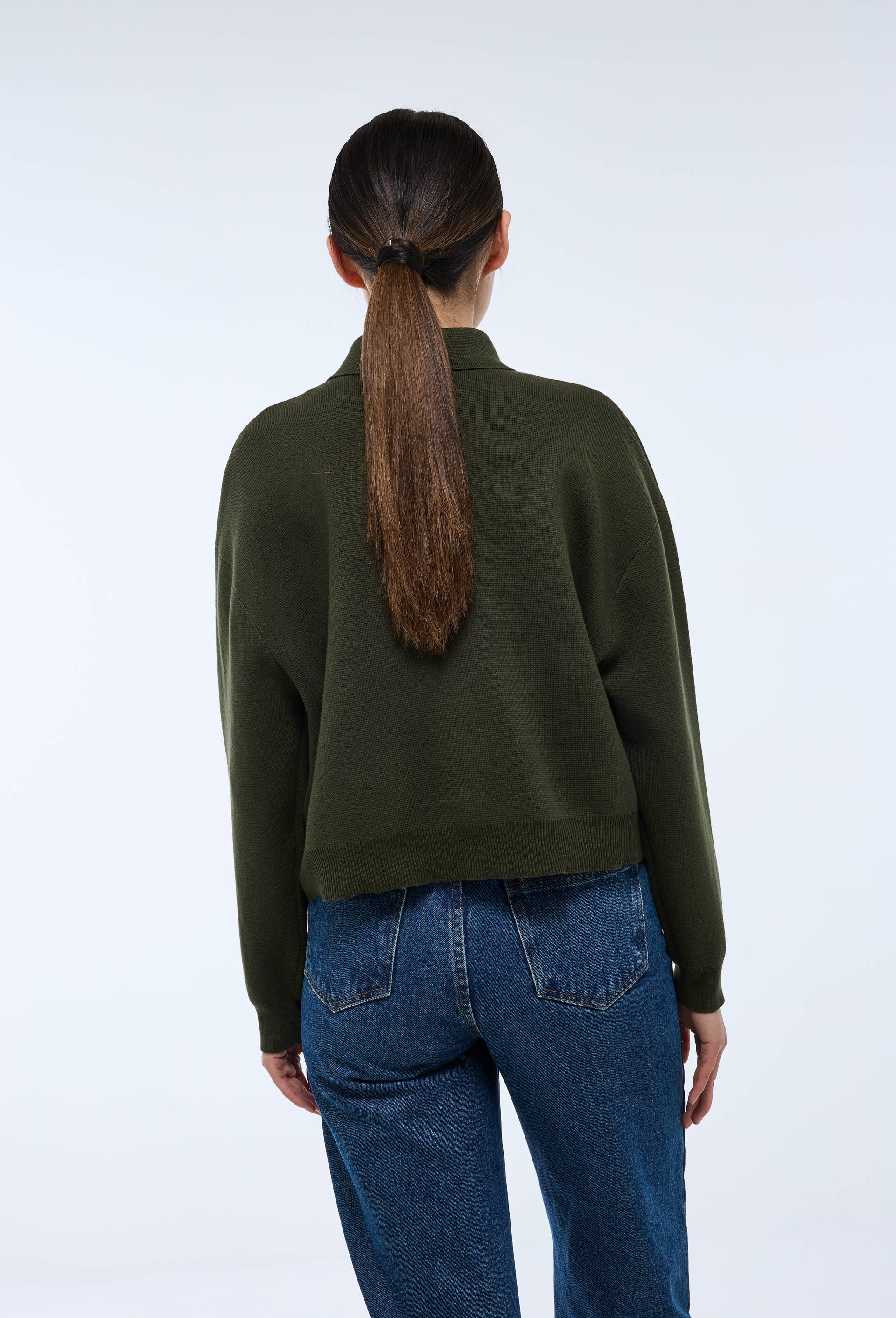 Veste en maille unie en coton BIO GOTS, Vert fonc&eacute;, large image number 2