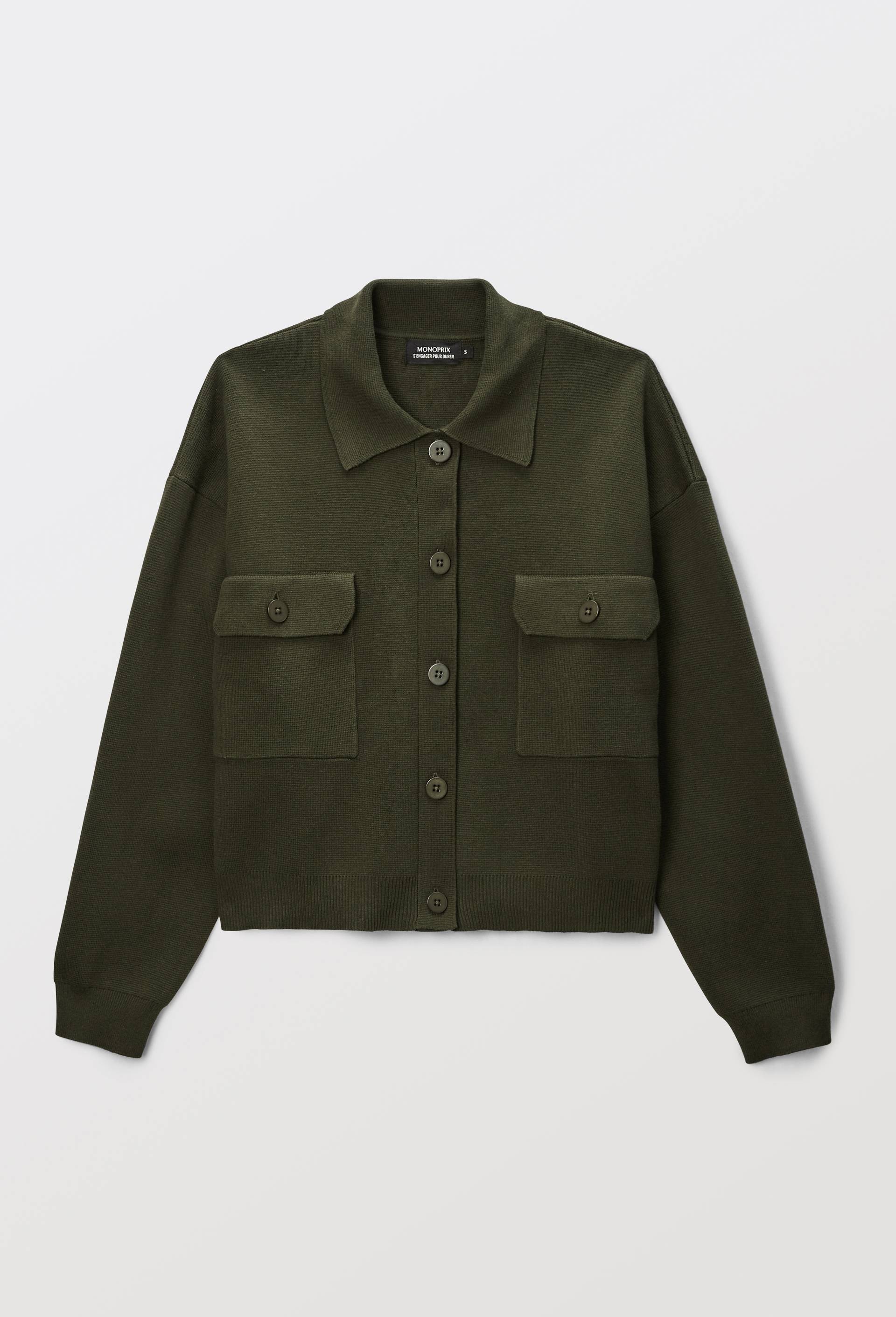 Veste en maille unie en coton BIO GOTS, Vert fonc&eacute;, large image number 3.0