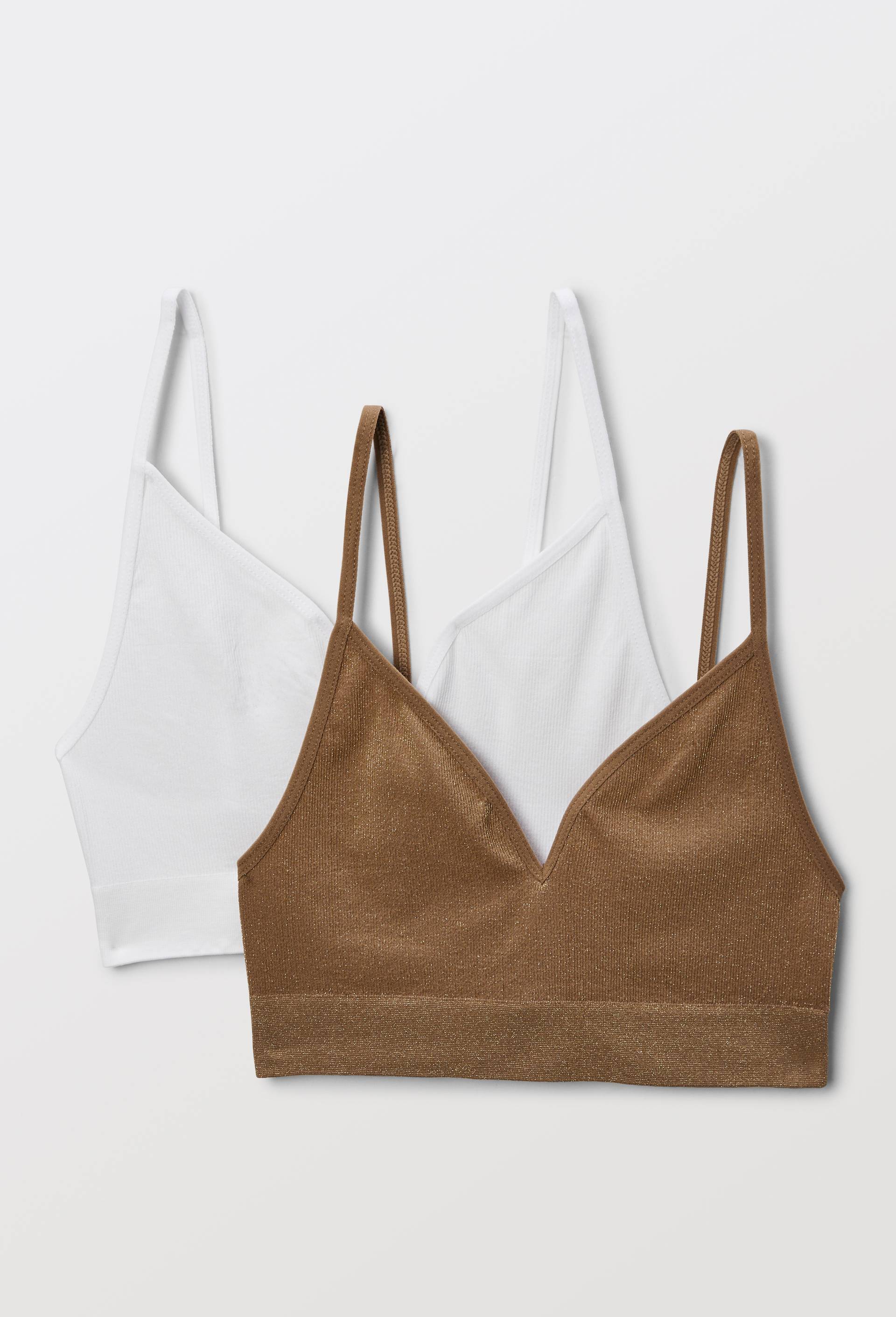 Lot de 2 brassi&egrave;res sans coutures avec fils m&eacute;tallis&eacute;s, Or, swatch image