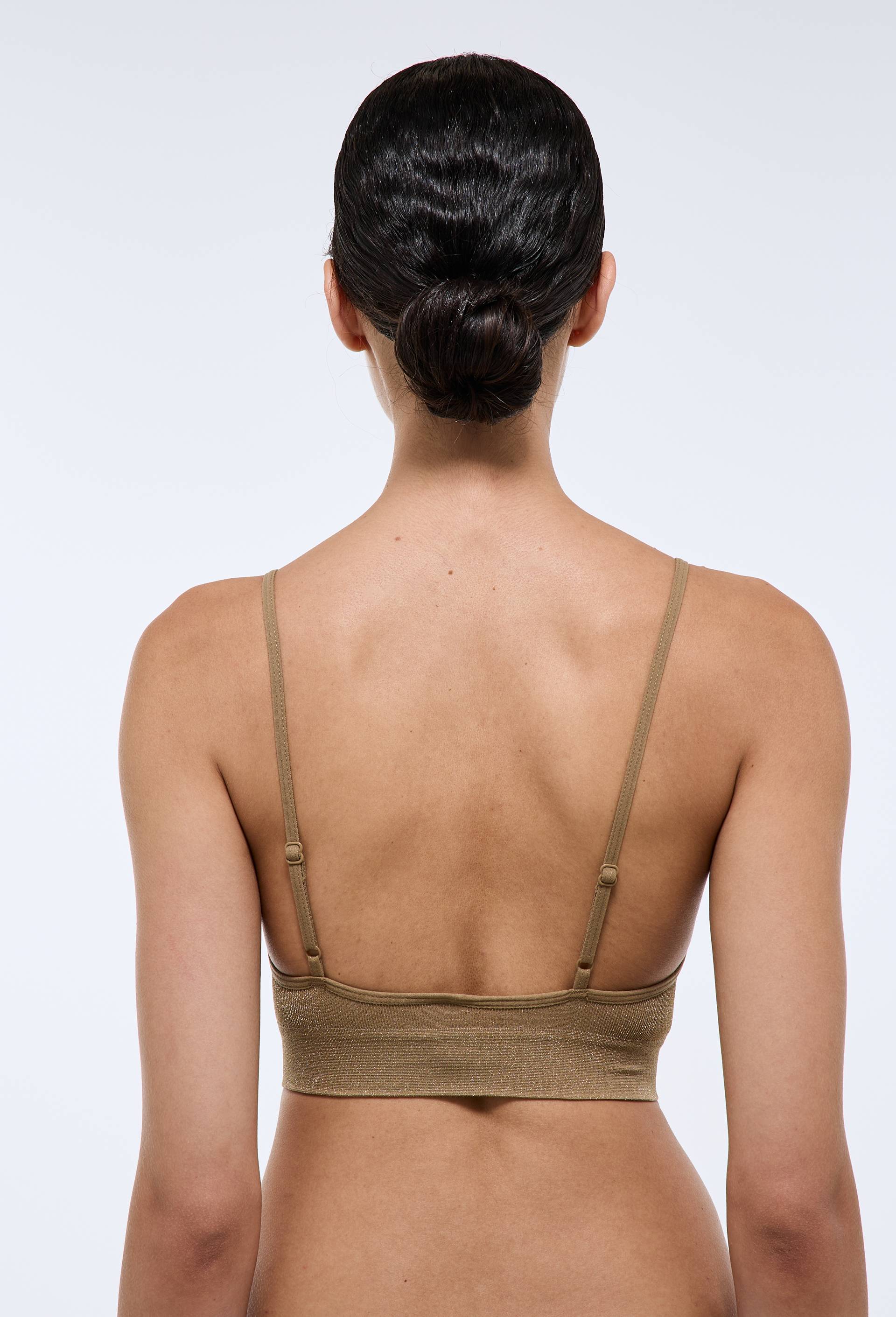 Lot de 2 brassi&egrave;res sans coutures avec fils m&eacute;tallis&eacute;s, Or, large image number 4.0