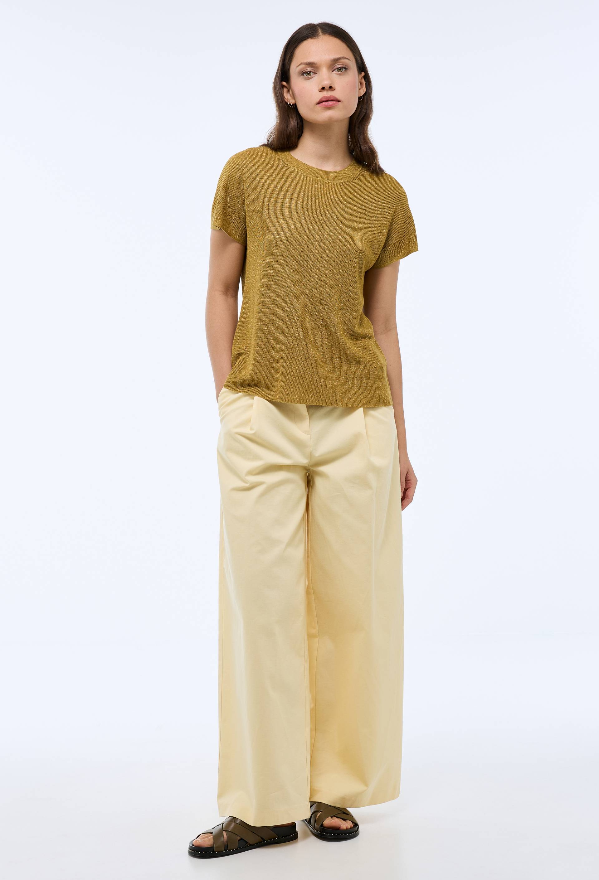 Pull sans manche m&eacute;tallis&eacute;, Jaune fonc&eacute;, swatch image