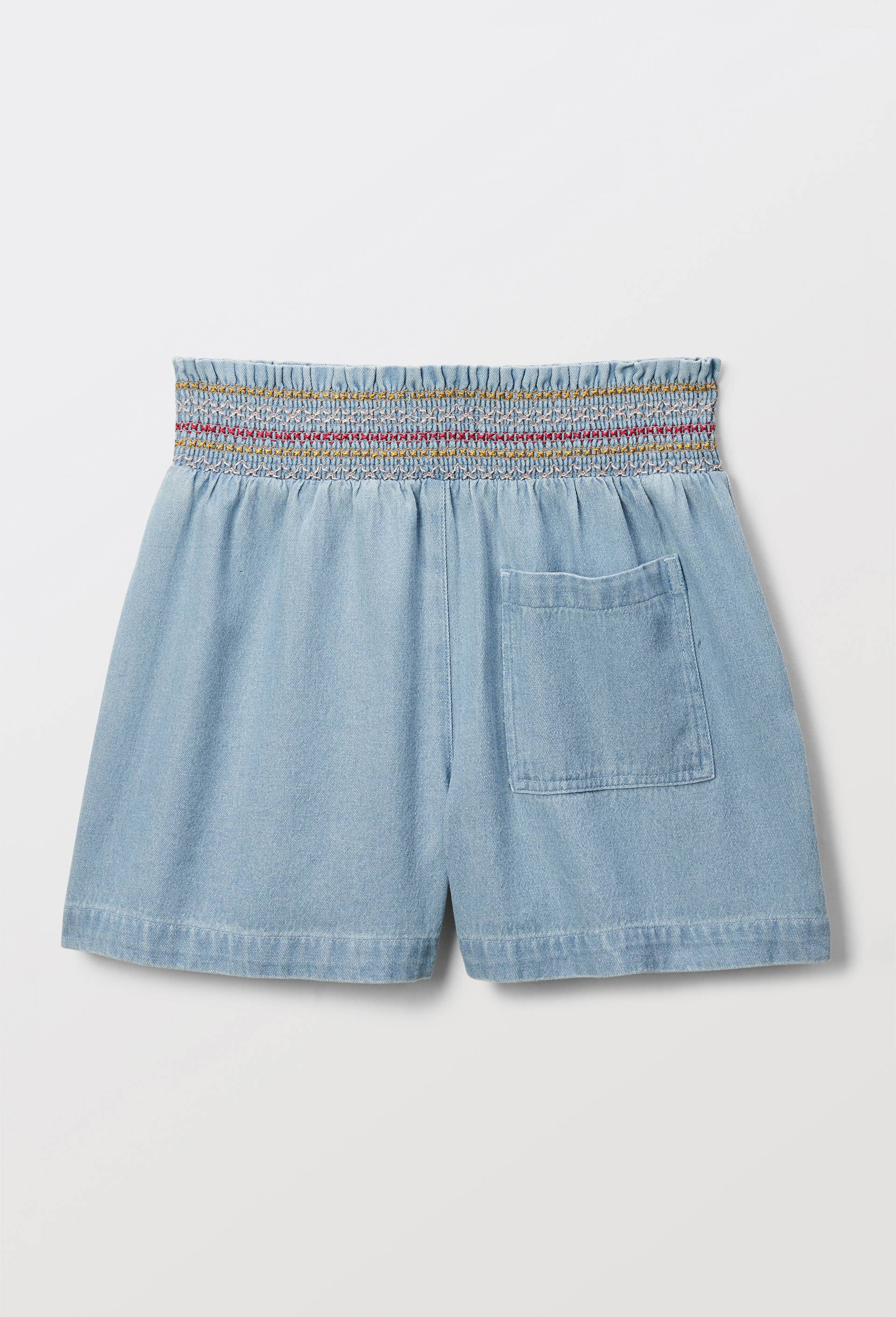 Short fluide taille élastiquée en jean, Bleu clair, large image number 1