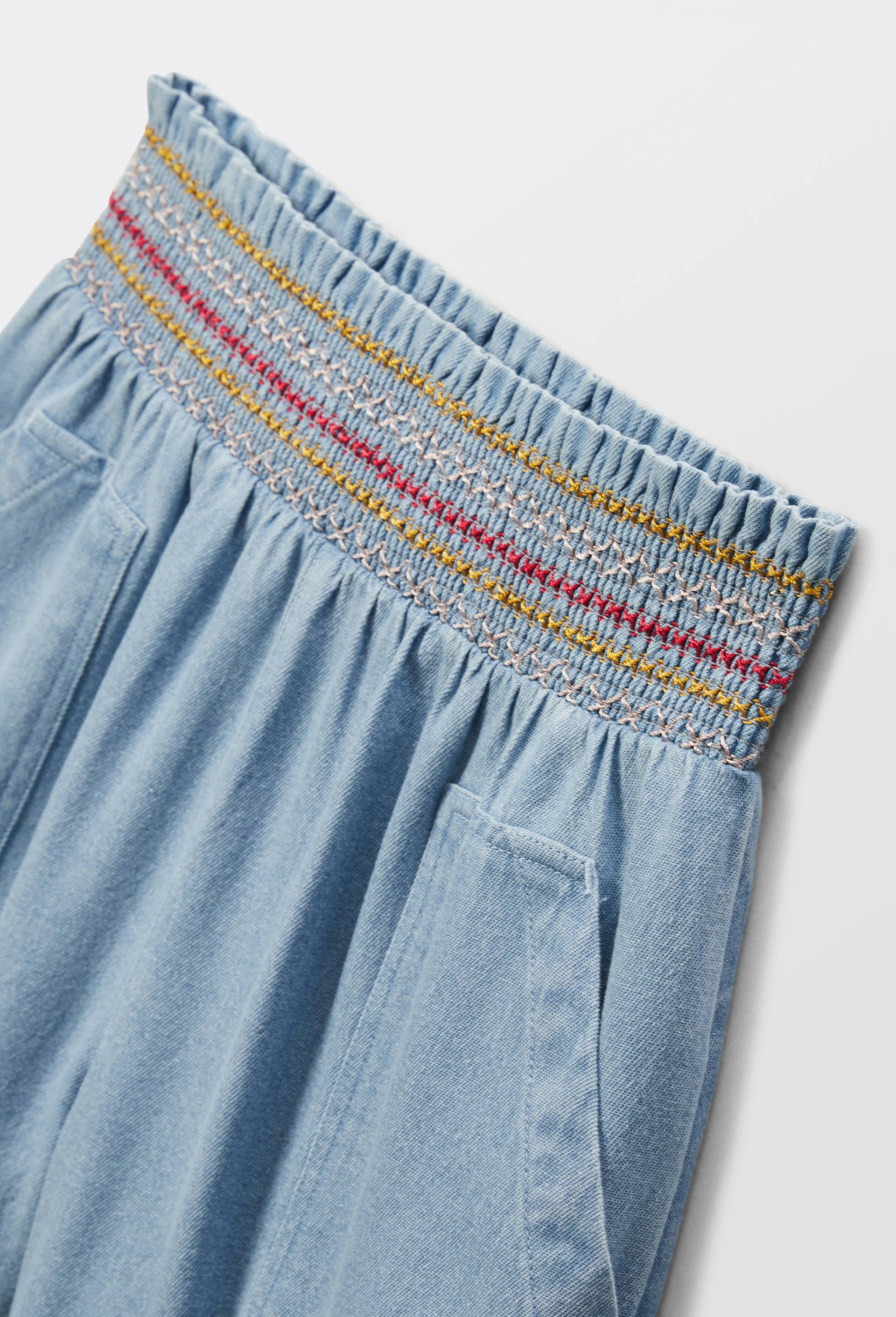 Short fluide taille &eacute;lastiqu&eacute;e en jean, Bleu clair, large image number 2
