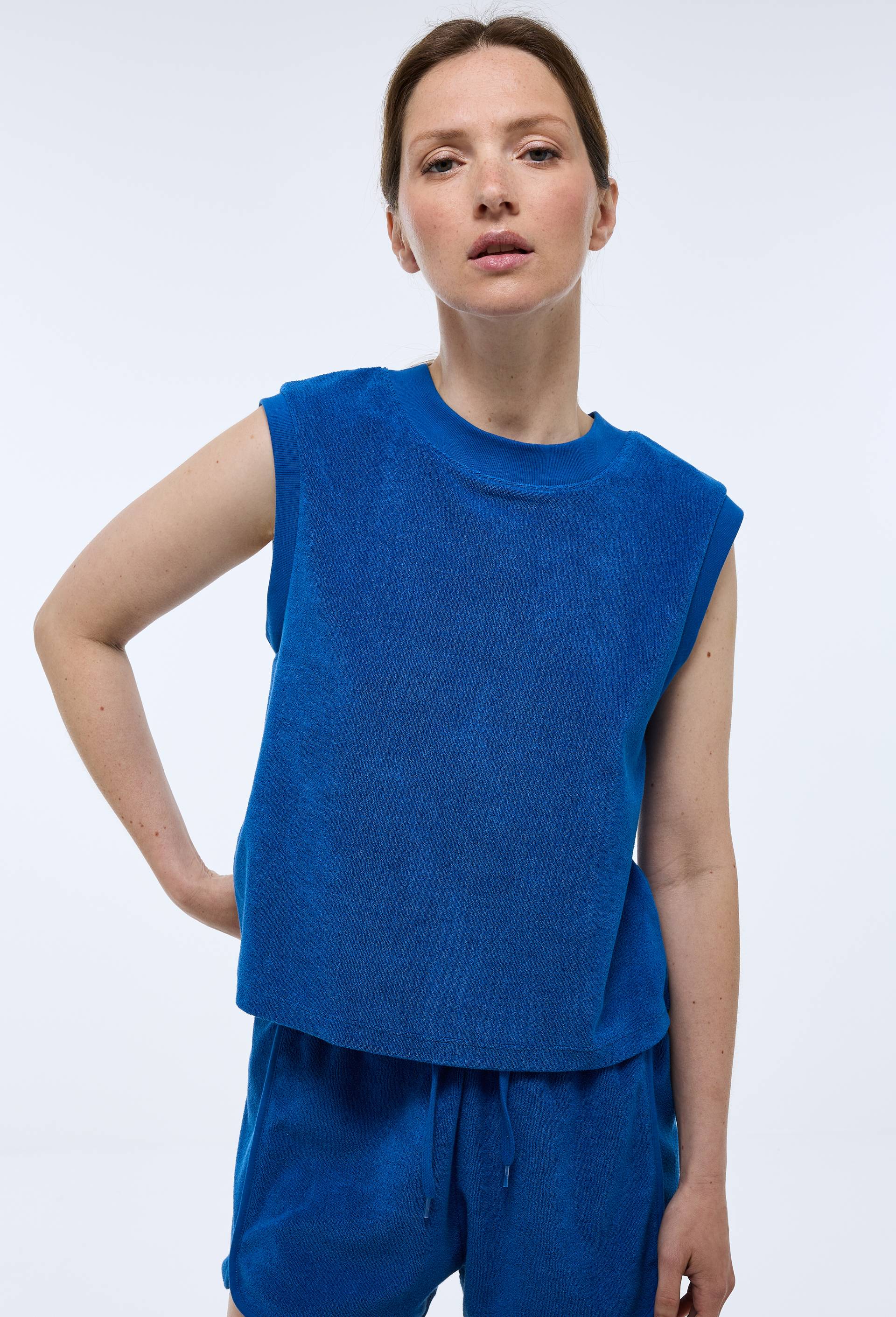 T-shirt sans manches en éponge, BLEU, large image number 1.0