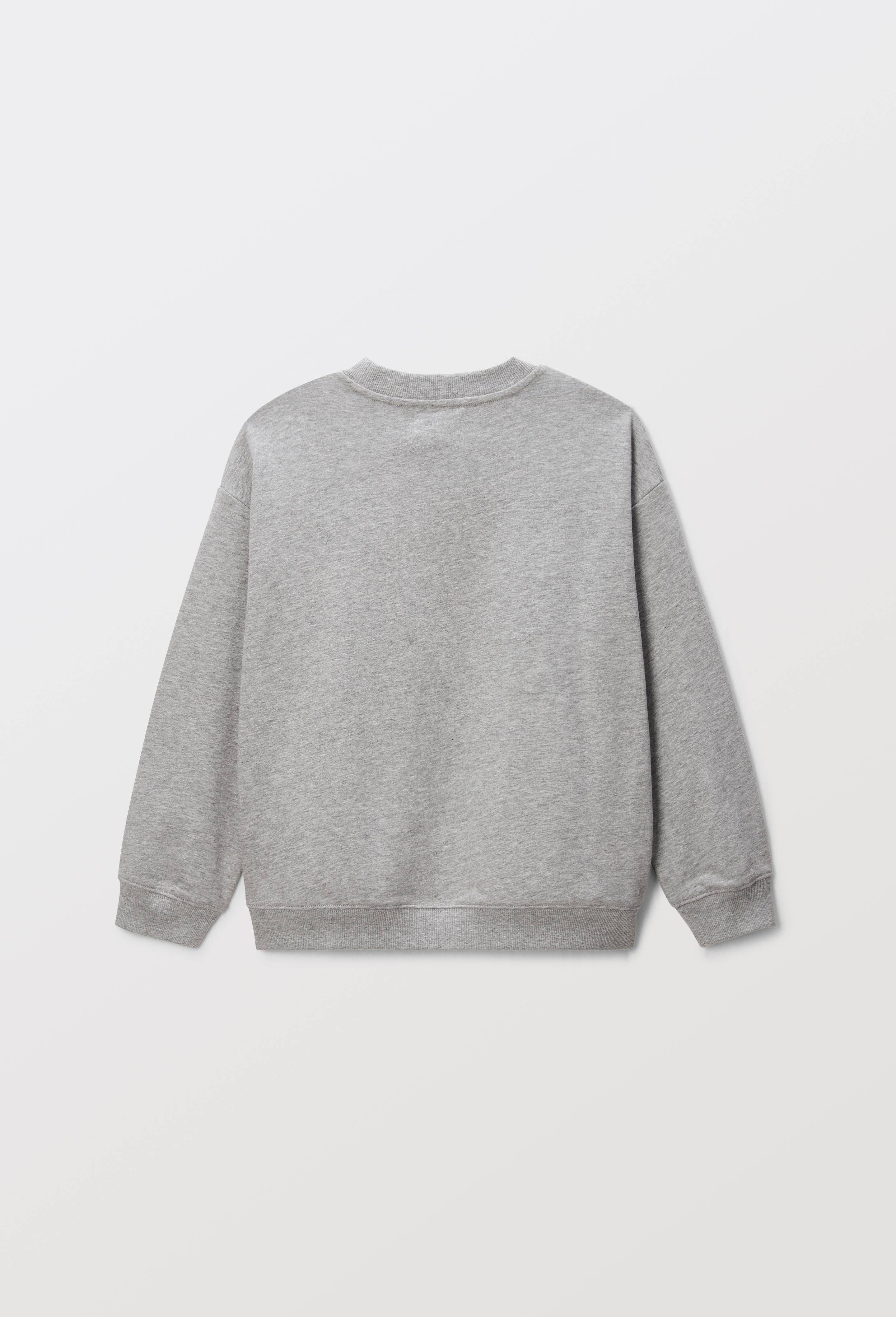 Sweat col rond imprim&eacute; en coton BIO GOTS, Gris, large image number 2