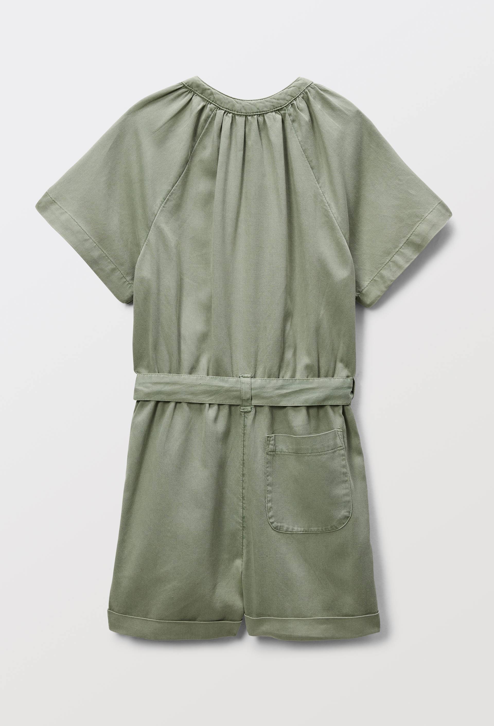 Combi-short en coton chambray, Vert fonc&eacute;, large image number 1.0