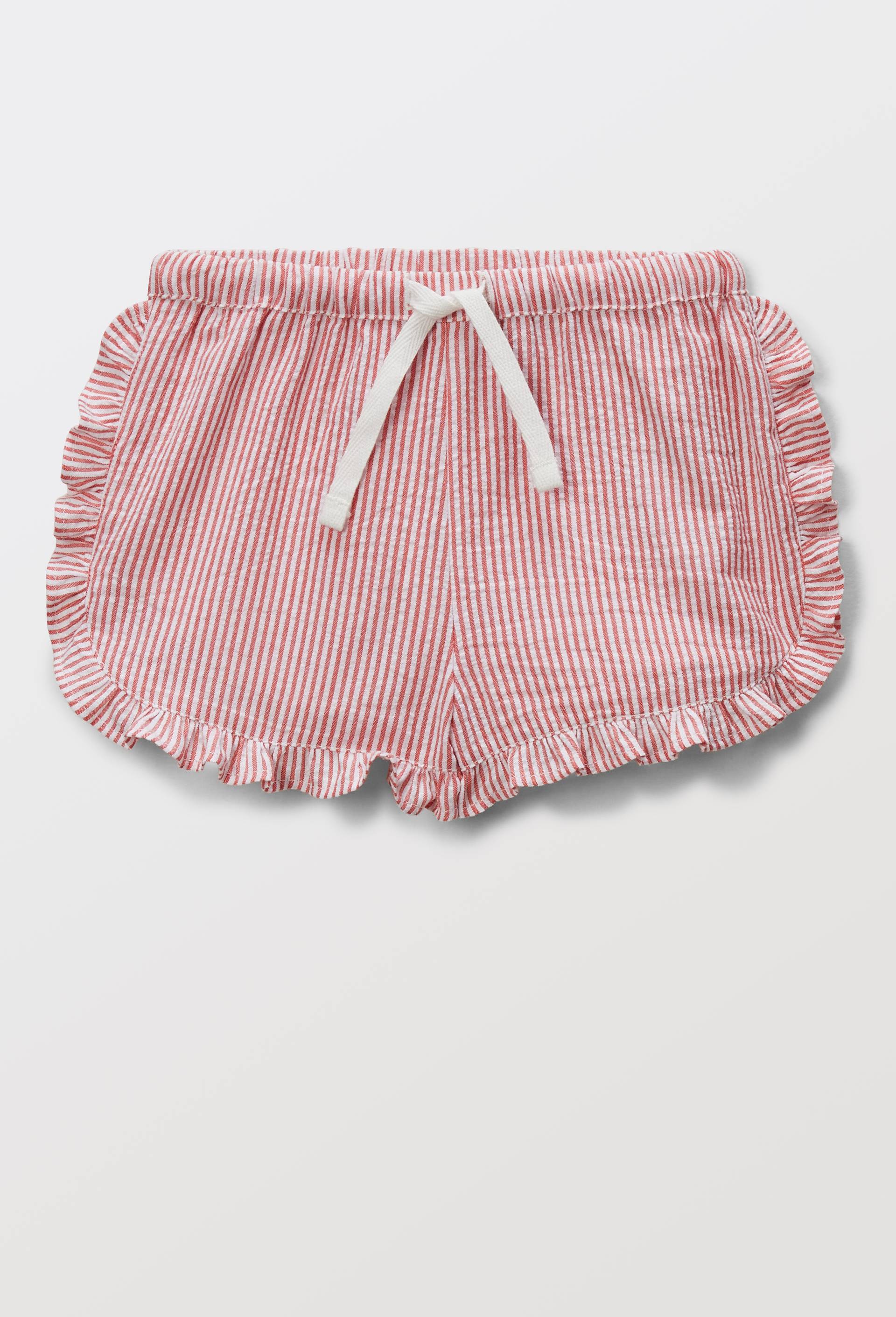 Short taille &eacute;lastique ray&eacute; en coton BIO GOTS, Orange, large image number 1.0
