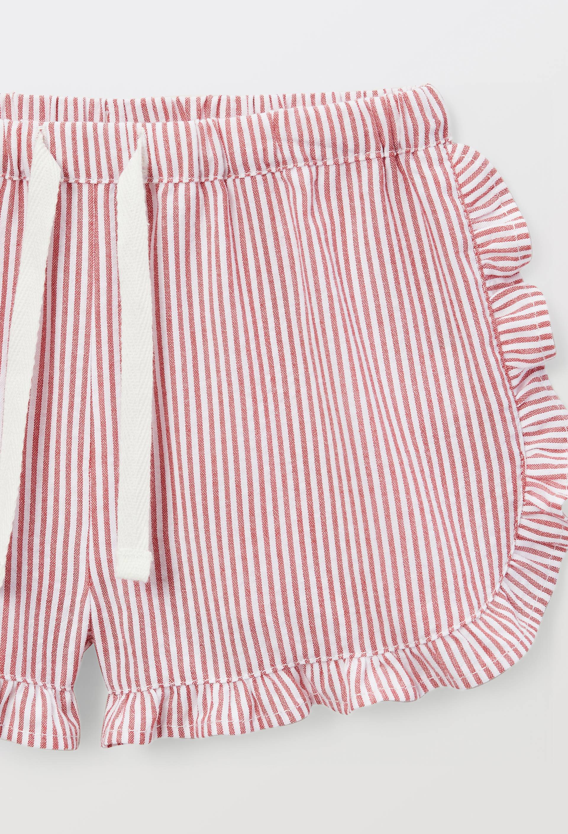 Short taille &eacute;lastique ray&eacute; en coton BIO GOTS, Orange, large image number 3