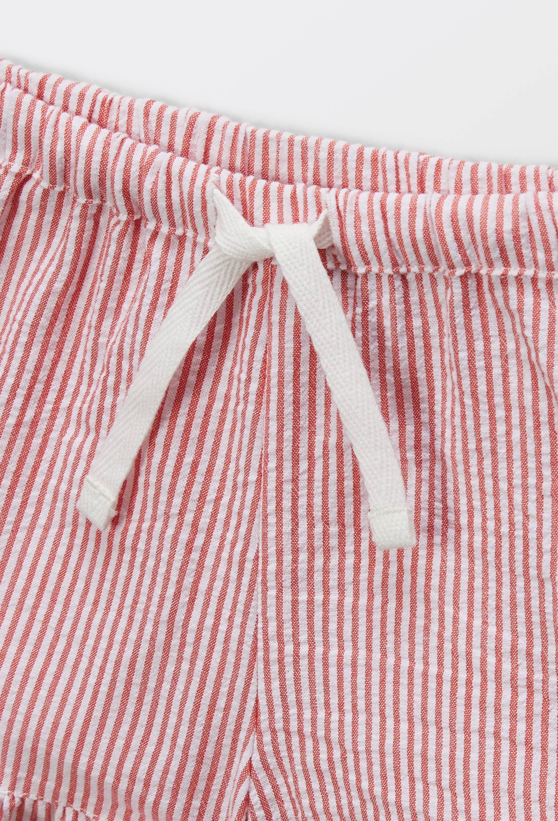 Short taille &eacute;lastique ray&eacute; en coton BIO GOTS, Orange, large image number 4